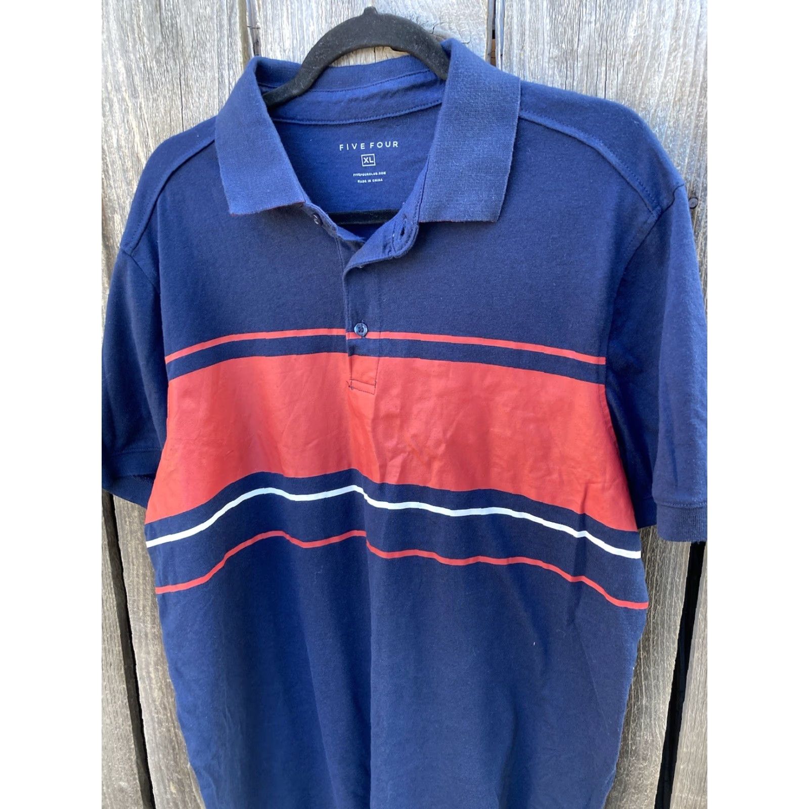 Vintage Five Four Navy Blue Striped Golf Polo XL Cotton Button Stretch Light City Shirt Men Size US XL / EU 56 / 4 - 3 Thumbnail