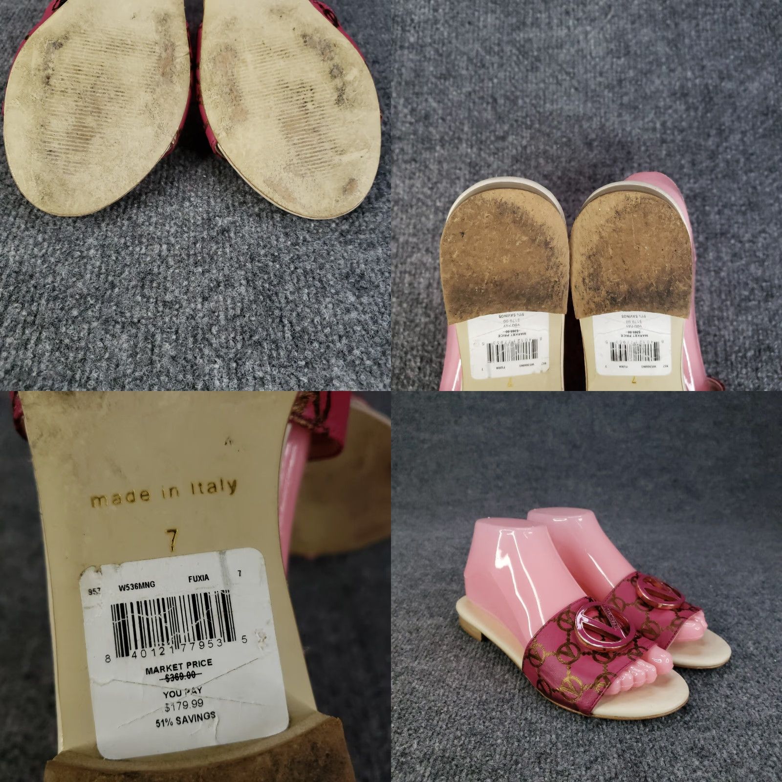 Valentino Valentino Sandals Womens Size 7 Pink Slip-On Casual Flat Leather Logo Emblem Size US 7 / IT 37 - 8 Thumbnail