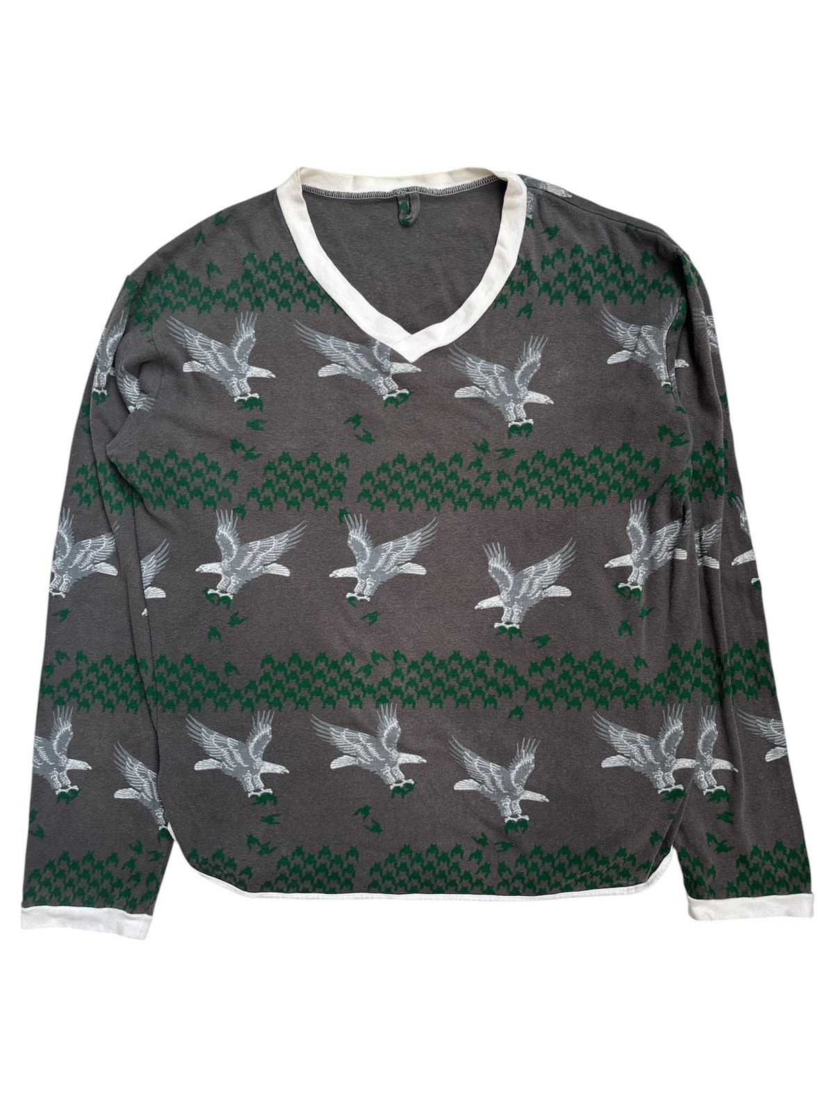 Maison MIHARA YASUHIRO V-Neck Eagle Graphic T-shirt Size US M / EU 48-50 / 2 - 1 Thumbnail