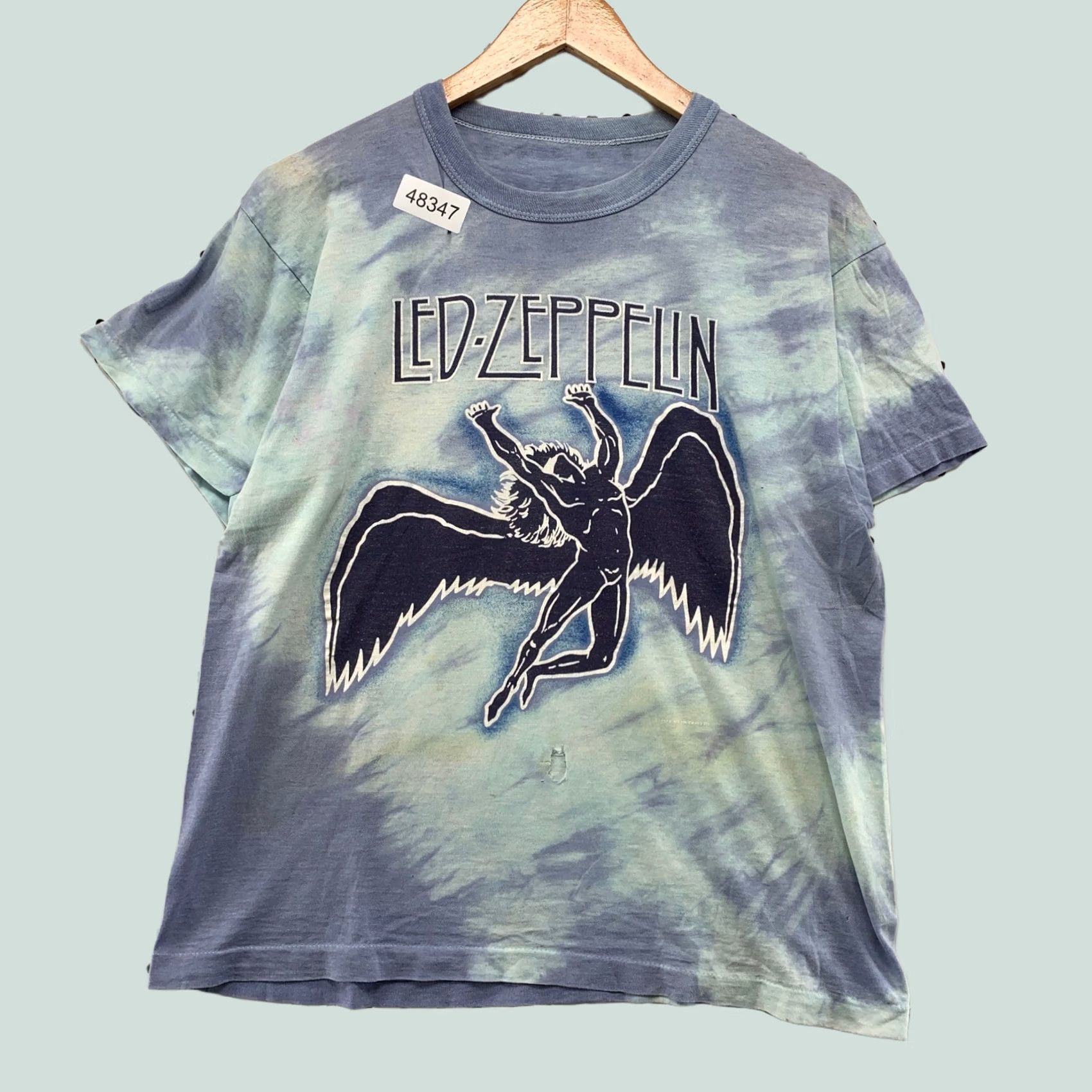Vintage VINTAGE Led Zeppelin Graphic T Shirt Mens XL Blue Tie Dye Icarus Swan Song Rock Size US XL / EU 56 / 4 - 1 Thumbnail
