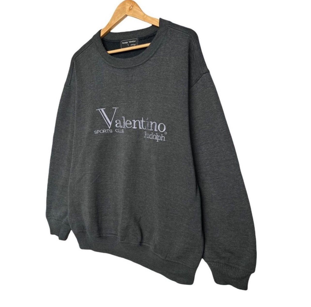 Valentino × Vintage Vintage Rudolph Valentino Embroidered Spellout Sweatshirt Size US L / EU 52-54 / 3 - 3 Thumbnail