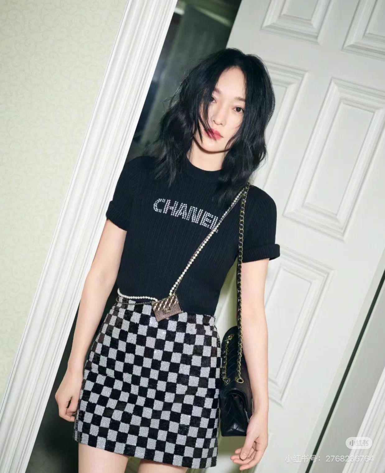 Chanel Chanel 21S CC Logo Black Pleated Knit Short Tee 38 Size S / US 4 / IT 40 - 8 Thumbnail