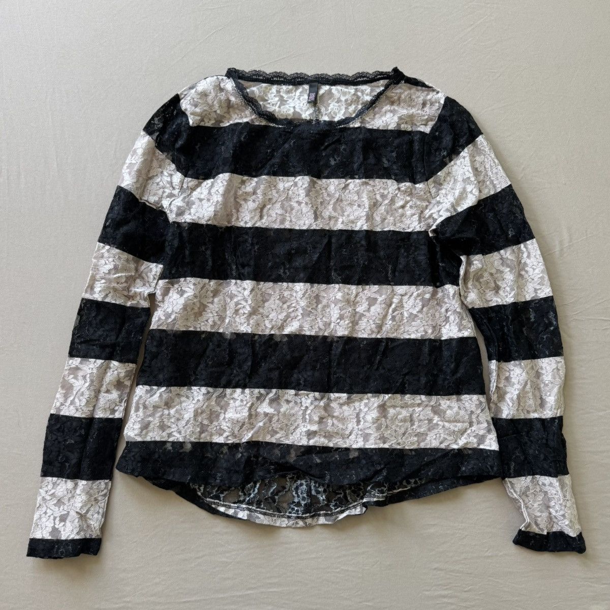 Victoria's Secret Grunge Y2K Victoria’s Secret sheer striped lace top Size XL / US 12-14 / IT 48-50 - 1 Thumbnail