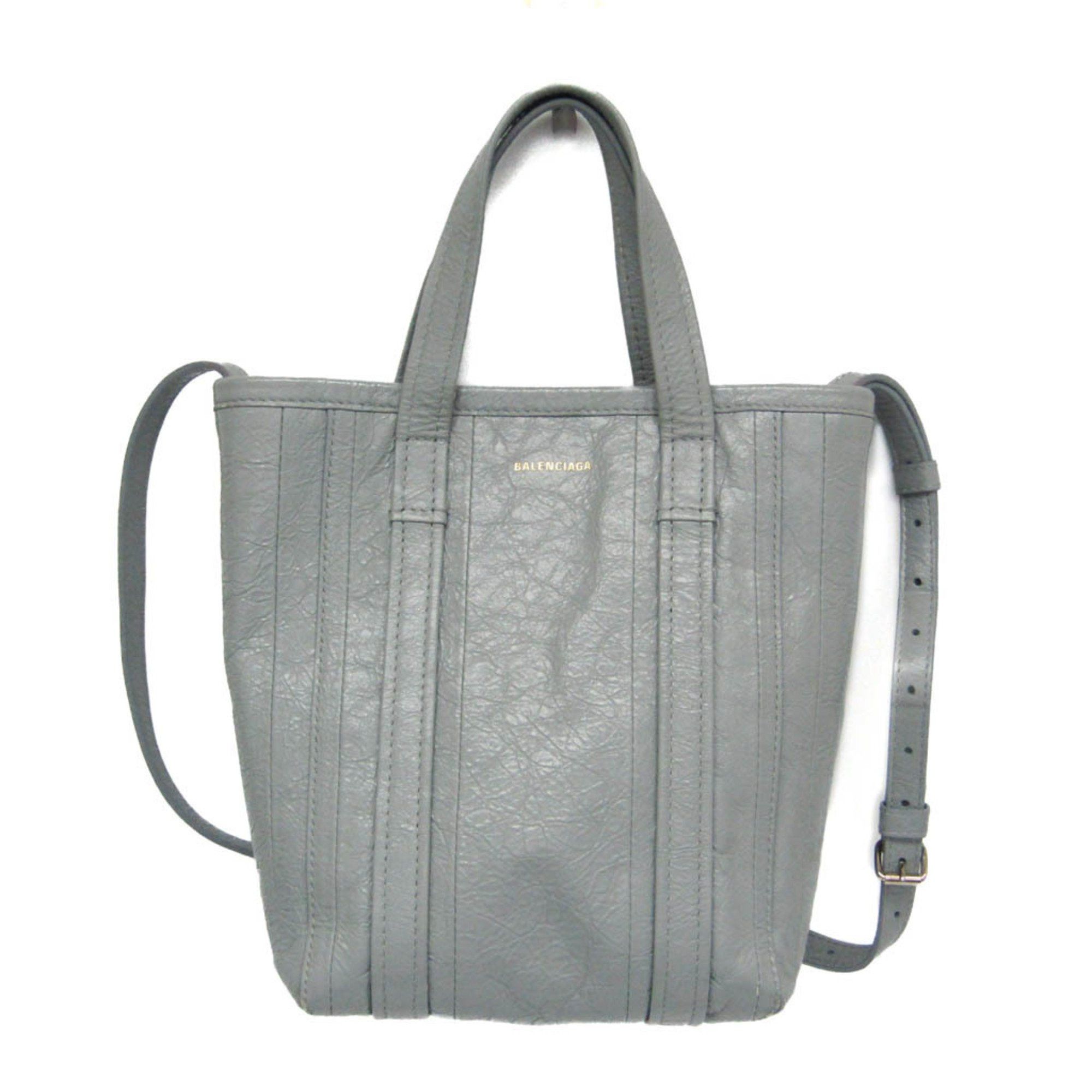 Balenciaga Balenciaga BARBES 672983 Men,Women Leather Handbag,Shoulder Bag Light Gray Size ONE SIZE - 1 Thumbnail