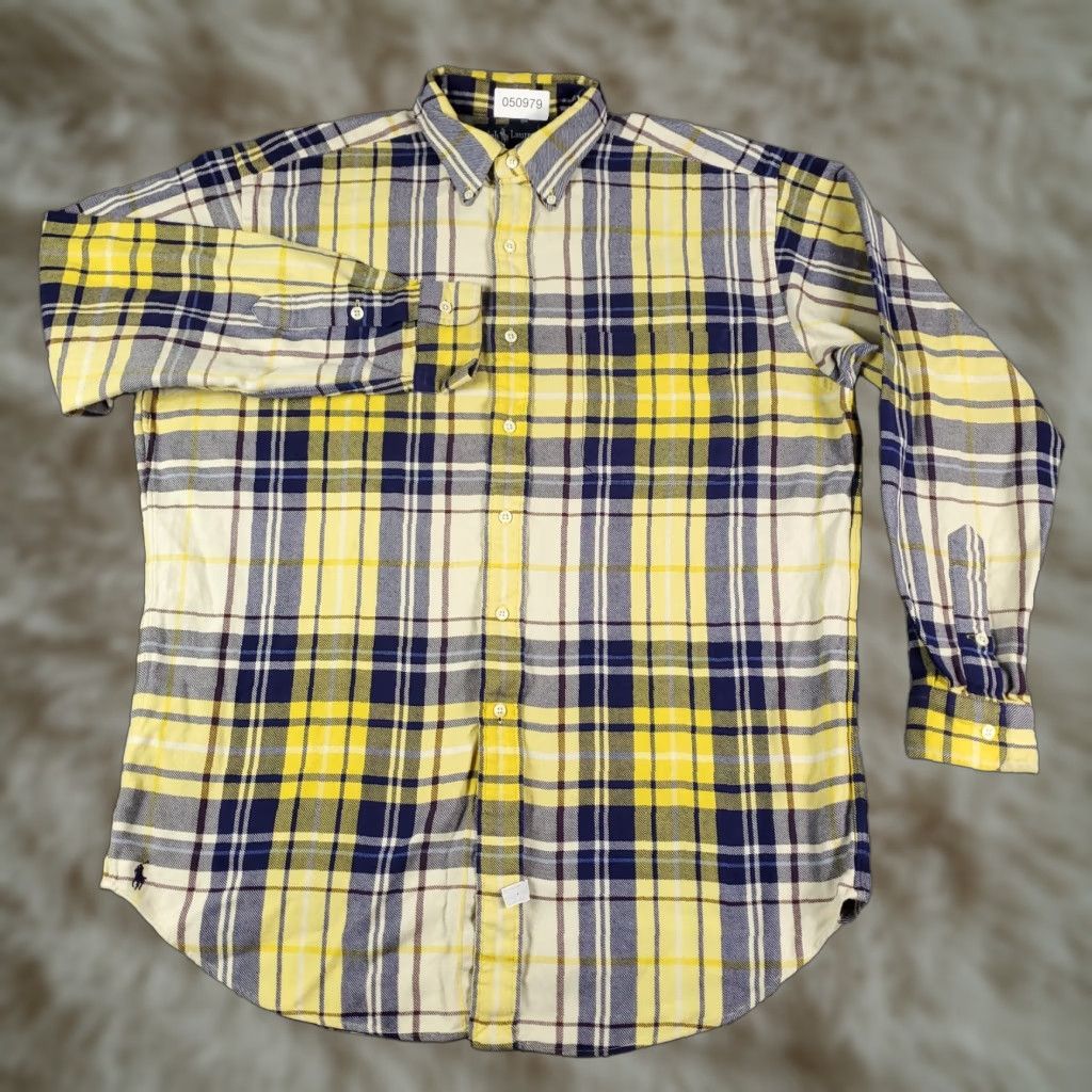 Ralph Lauren Ralph Lauren Shirt Men Medium Yellow Plaid Flannel Button-Up Long Sleeve Cotton Logo Pony Classic Preppy Mens Size US M / EU 48-50 / 2 - 1 Thumbnail