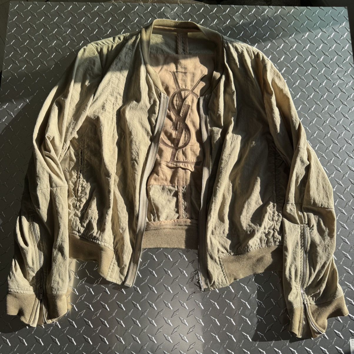 Yves Saint Laurent YSL Saint Laurent Vintage Logo Bomber Jacket in Beige 50 Size US M / EU 48-50 / 2 - 1 Thumbnail