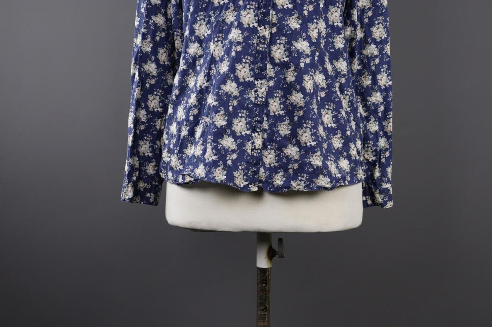 Designer Laura Ashleyn Blue Floral Long Sleeve Blouse Shirt Size 10 Size L / US 10 / IT 46 - 3 Thumbnail