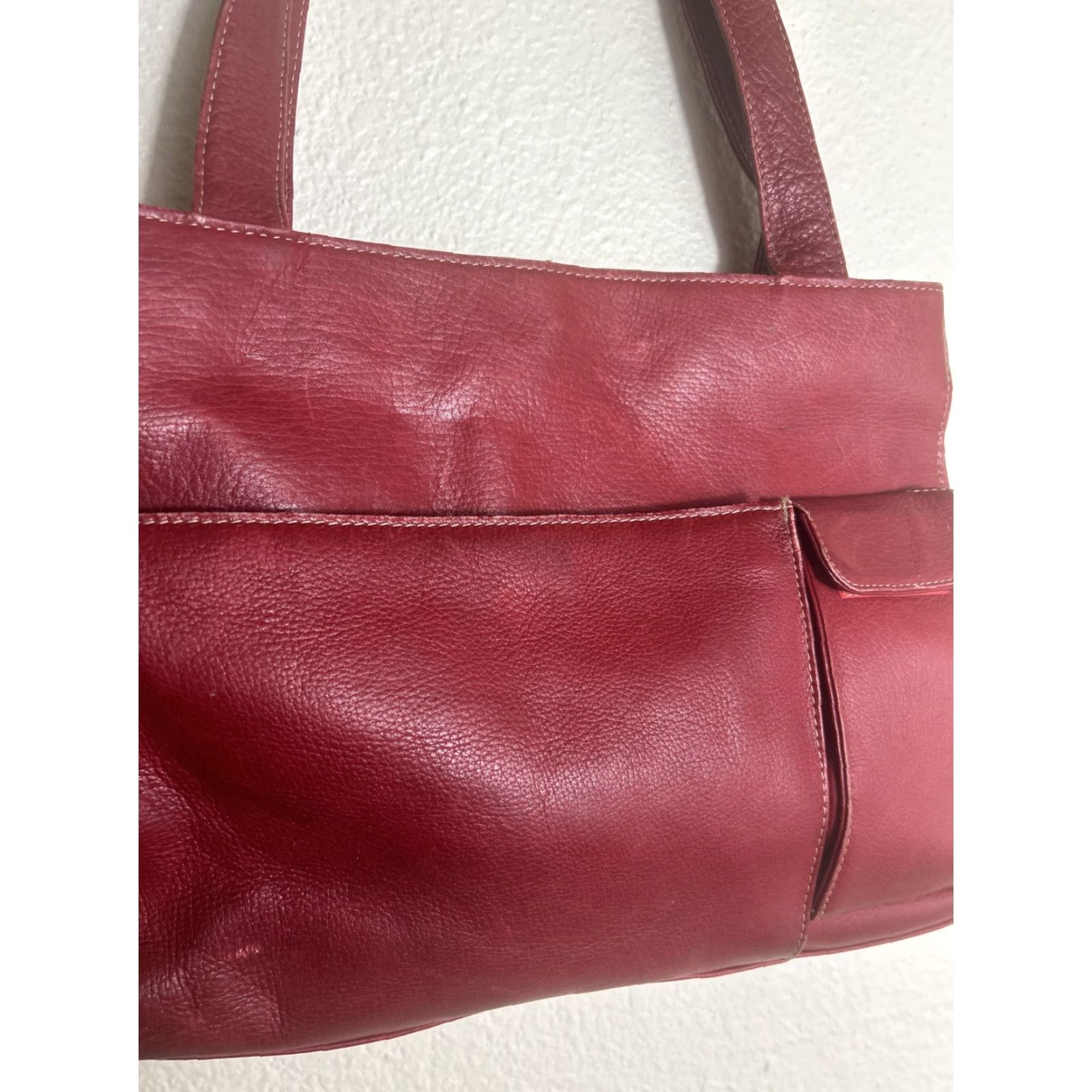 Wilson VINTAGE Wilson’s Leather Shoulder Bag Red Pebbled 13x11x3 Stains Women Pebbles Size ONE SIZE - 4 Thumbnail