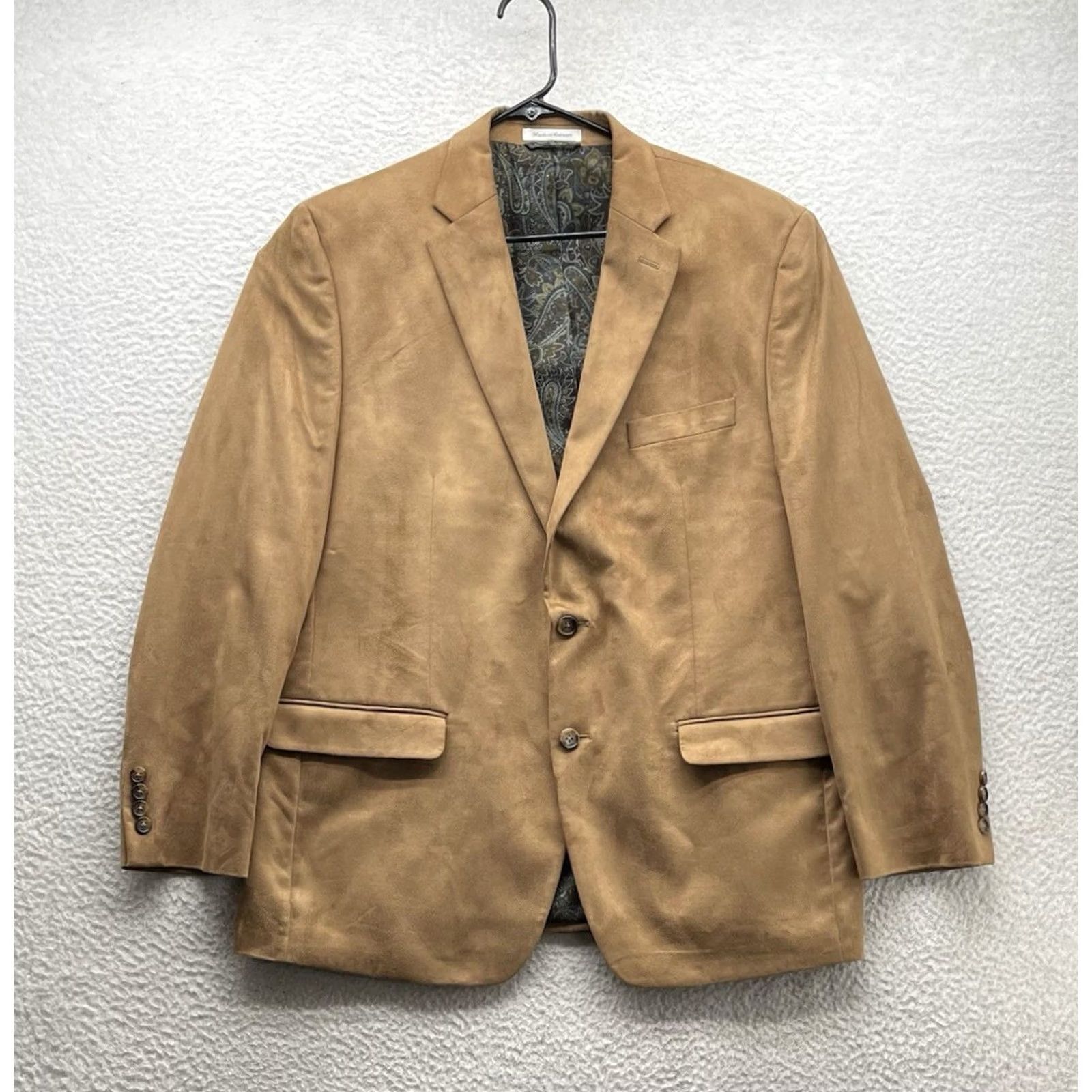 Ralph Lauren Lauren Ralph Lauren Blazer Mens 44R Brown Paisley Lined Stretch Polyester Size 44R - 2 Thumbnail