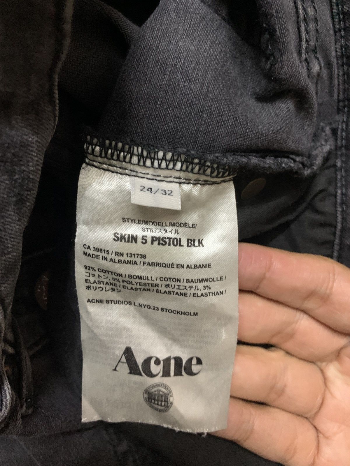 Acne Studios Acne Washed Skinny 5 Pistol Blk Denim Pants Size 24" / US 00 / IT 34 - 8 Thumbnail