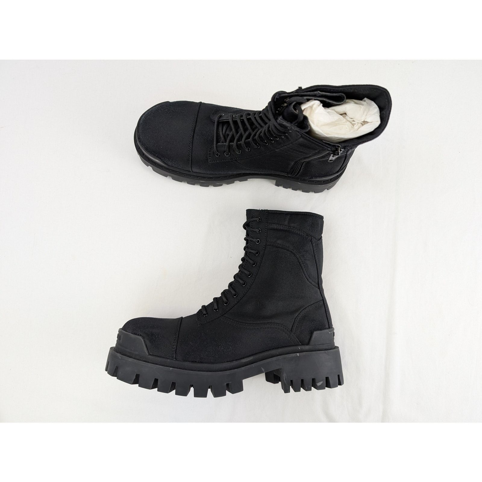 Balenciaga o1rshd1 Nylon Canvas/Used Effect New Combat Strike Boots Size US 12 / EU 45 - 1 Thumbnail