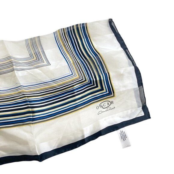 Oscar De La Renta Oscar De La Renta Ivory Silk Striped Scarf Square Sheer Box Size ONE SIZE - 3 Thumbnail