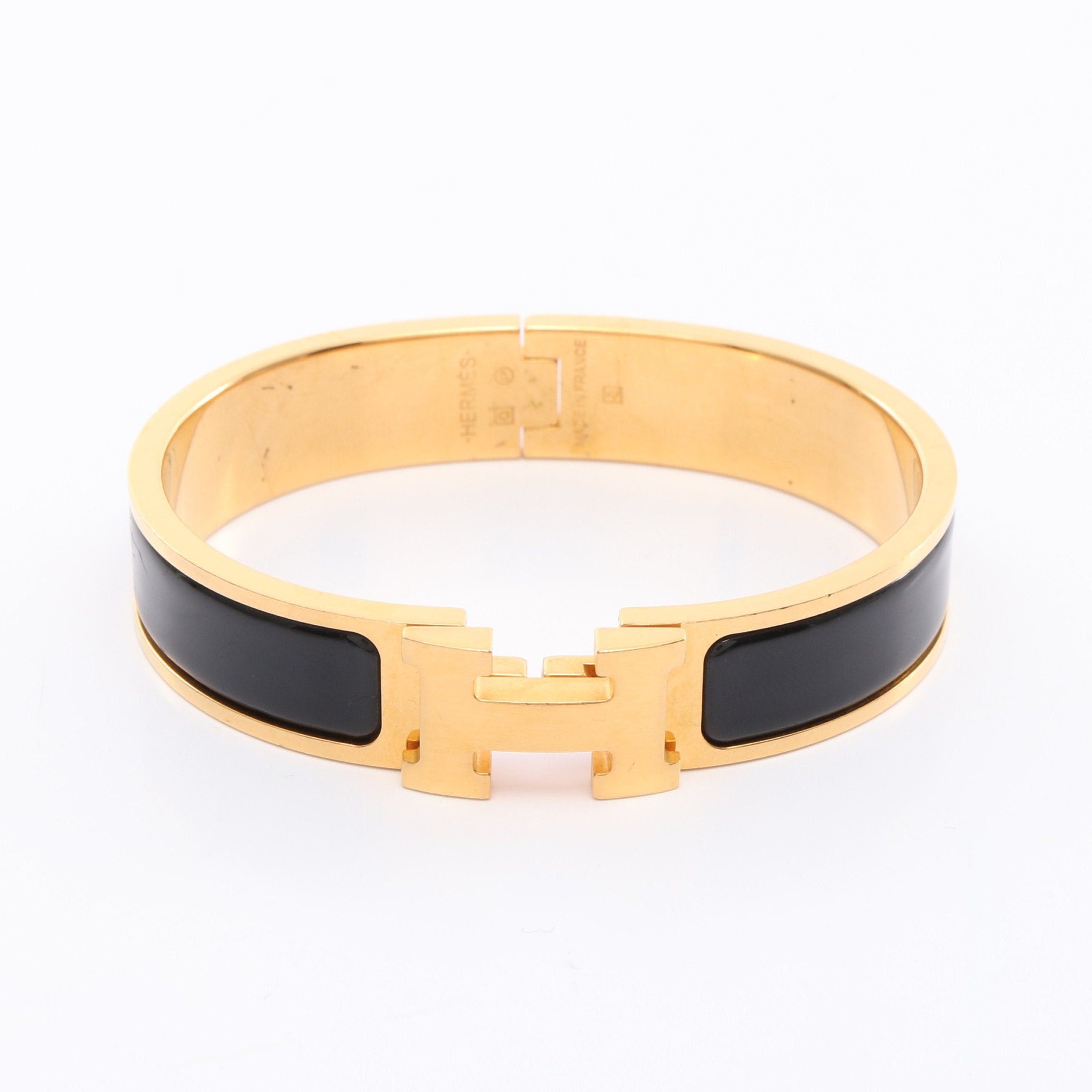 Hermes Hermes Click Crack Pm Bangle Gp Enamel Gold Black Size ONE SIZE - 1 Thumbnail