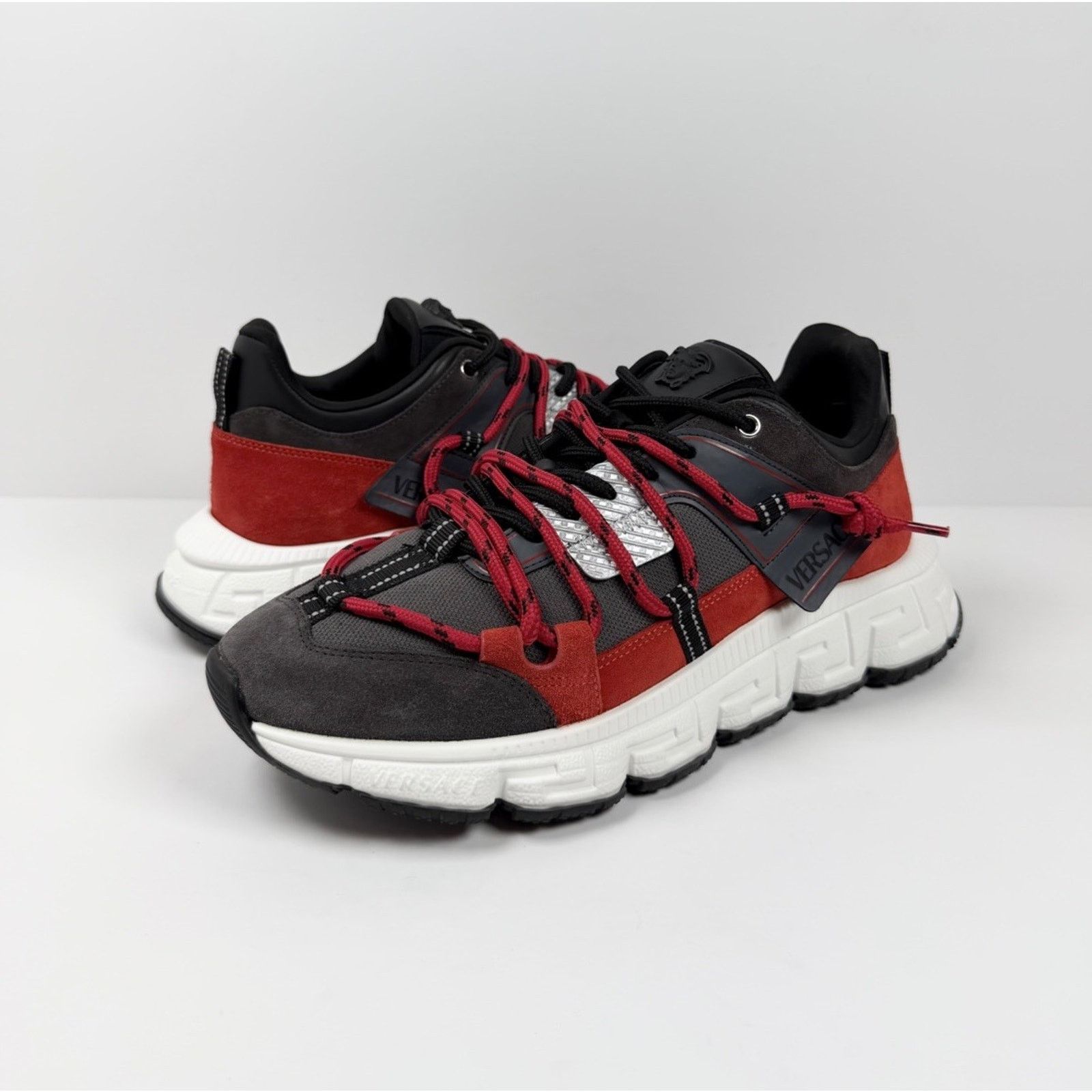Versace Size 46EU/13US - Versace Trigreca Black Red Sneakers NEW! Size US 13 / EU 46 - 2 Thumbnail