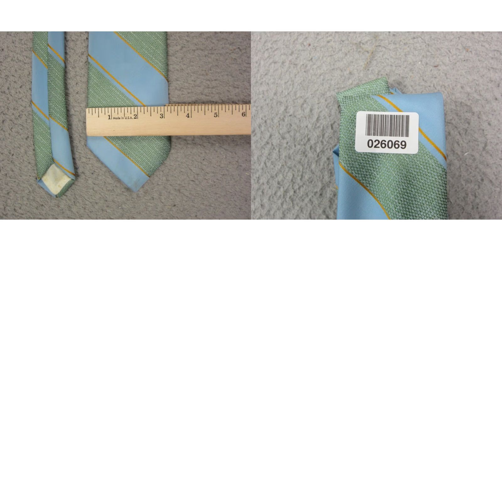 Vintage VINTAGE Towncraft Tie Blue Green Striped Mens OS Tie 60s Pennies 60s Mens Neck Tie Size ONE SIZE - 8 Thumbnail