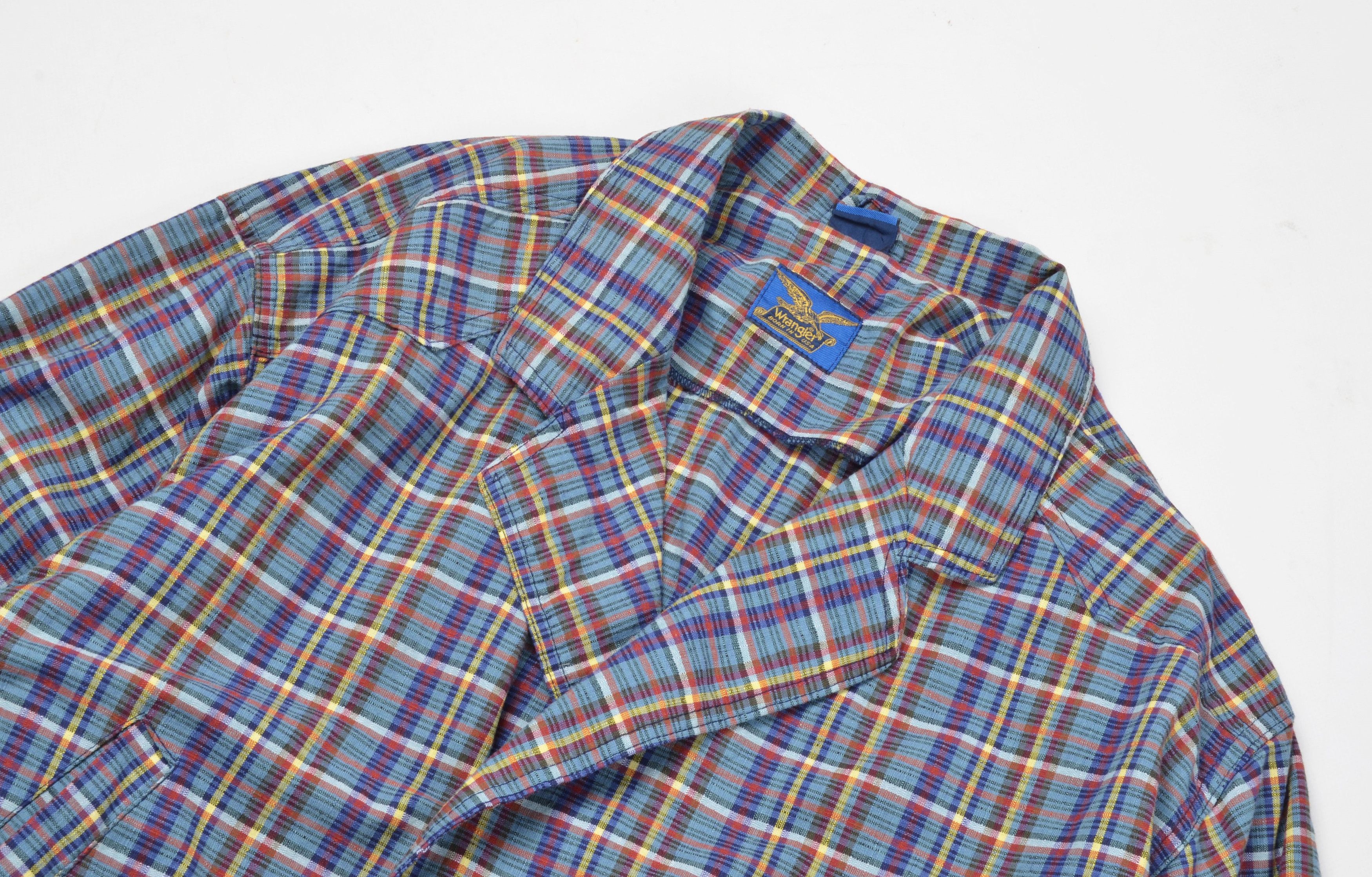 Vintage Vintage Wrangler 80's Checkered Light Bomber Jacket Size US L / EU 52-54 / 3 - 2 Thumbnail