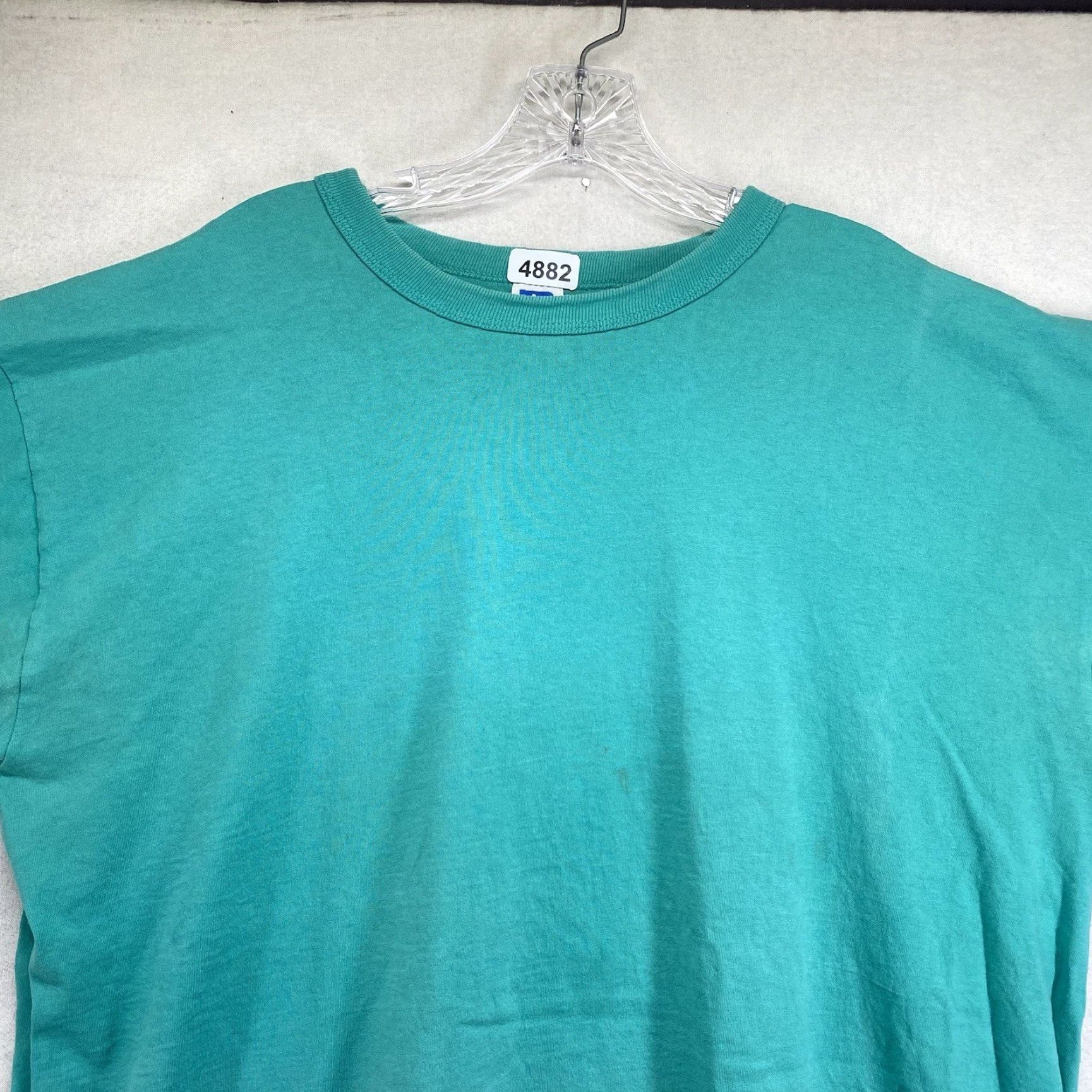 Russell Athletic VINTAGE Russell Athletic T-Shirt Large Teal Crew Neck 90s Men Size US L / EU 52-54 / 3 - 3 Thumbnail