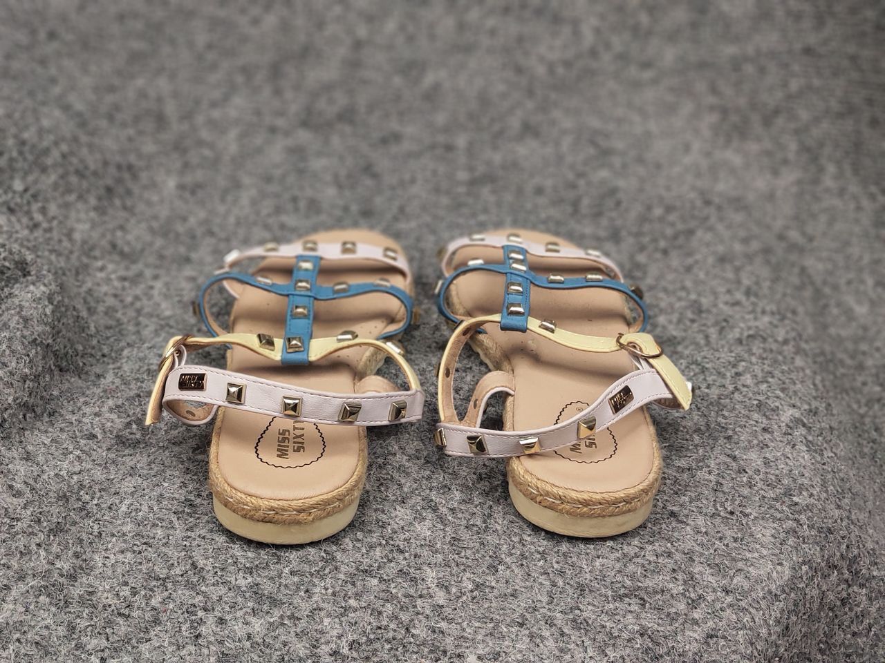Miss Sixty Miss Sixty Gladiator Sandals Blue Beige Women's Shoes Y2K Size US 7 / IT 37 - 5 Thumbnail