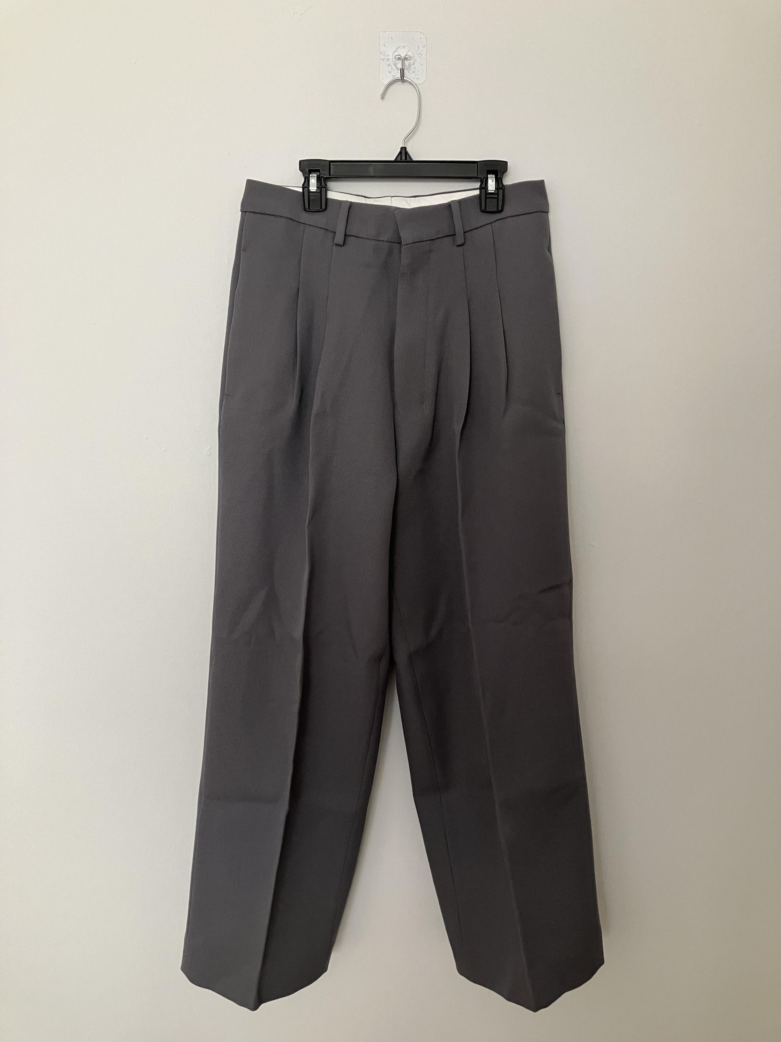 image of Ami Paris Wide-Leg Gray Pants in Grey, Men's (Size 30)