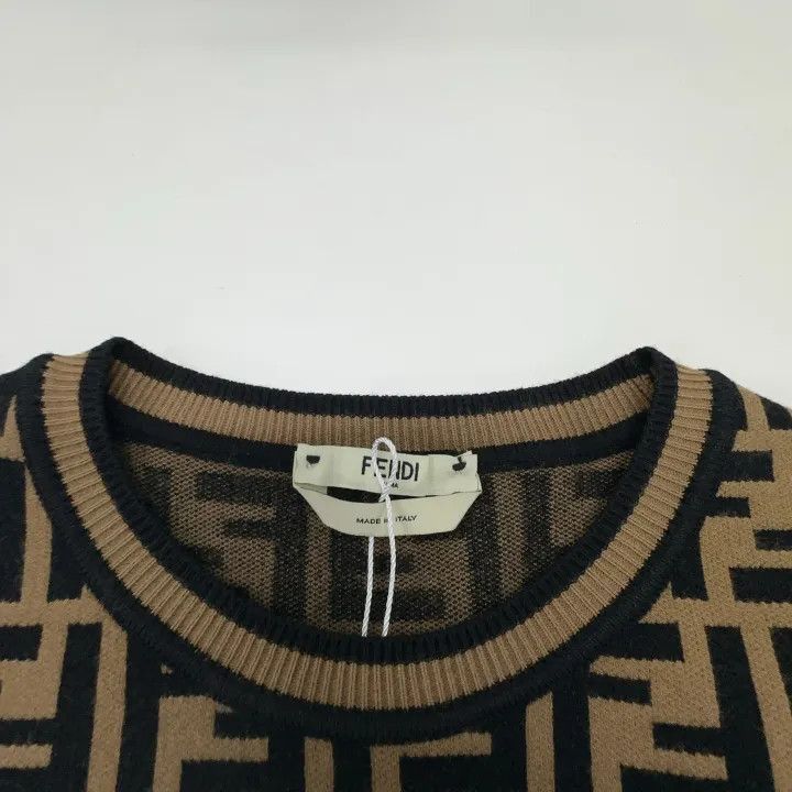Fendi Fendi Brown Letter Pattern Short Sleeve Knit Top -2508 Size M / US 6-8 / IT 42-44 - 6 Thumbnail