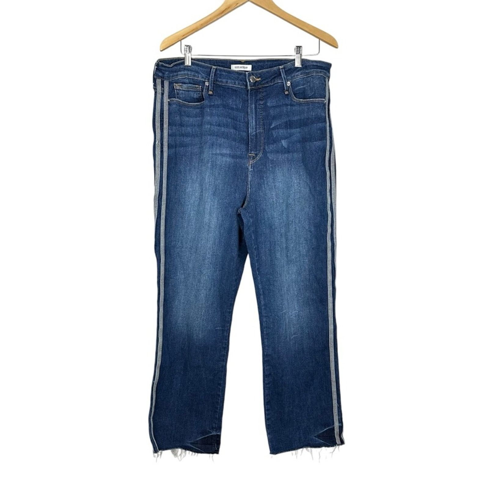 Good American Good American Straight Jeans Side Stripe Dark Blue Size 20 Size 42" / US 20 - 5 Thumbnail