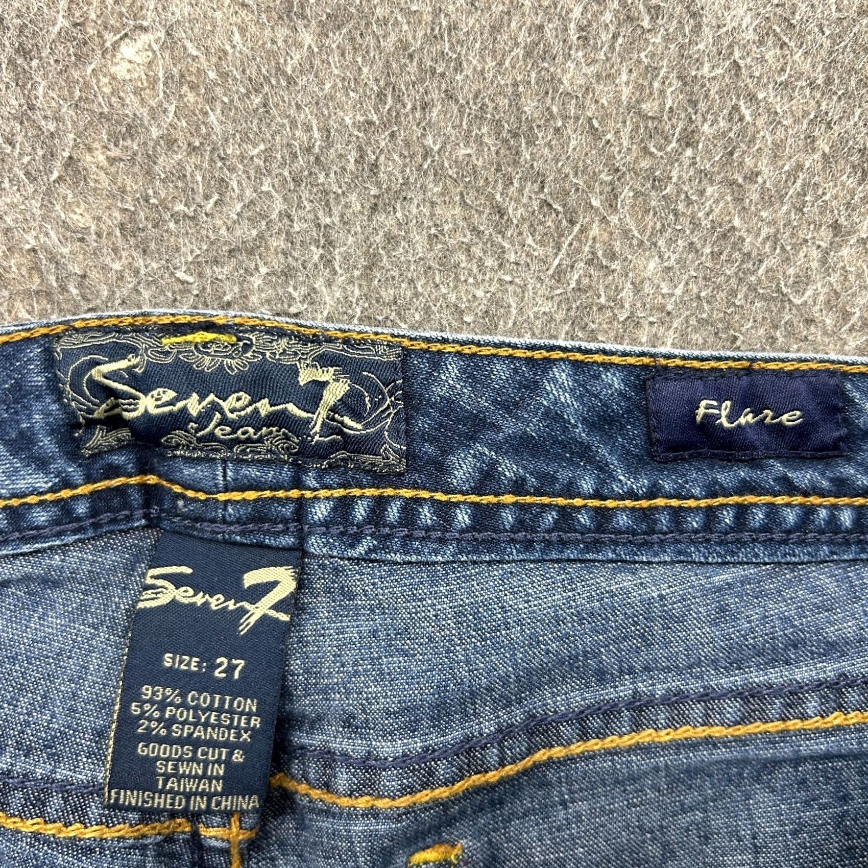 Vintage VINTAGE Seven7 Jeans Womens 27 Blue Flare Dark Wash Cotton Stretch Flex Y2K Jeans Menus? Size 27" / US 4 / IT 40 - 3 Thumbnail