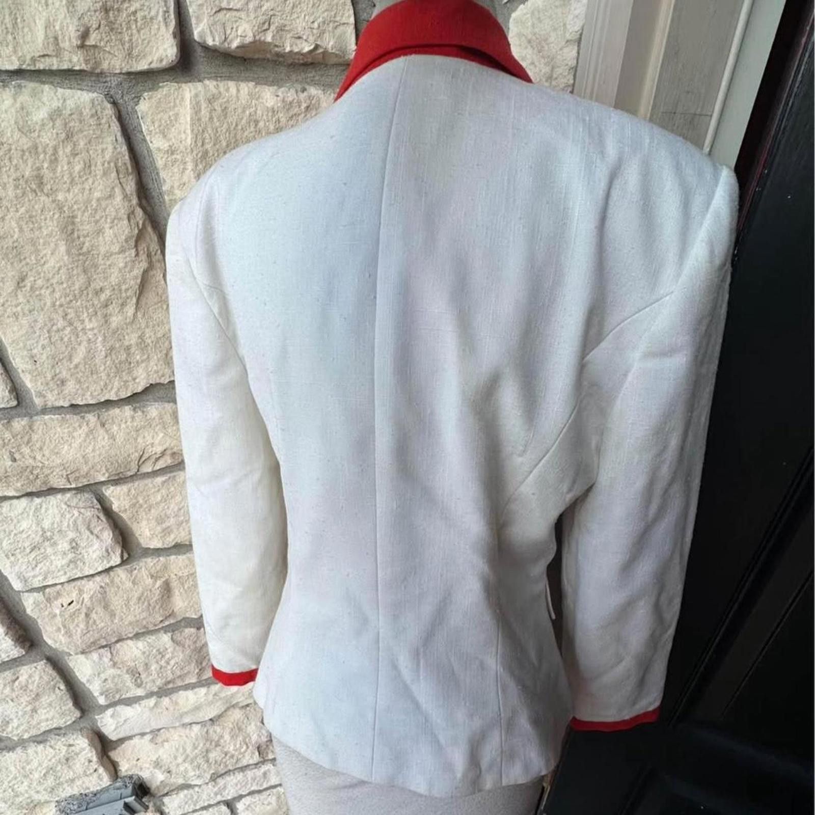 Other White and red vintage 80s blazer jacket fashion Size S / US 4 / IT 40 - 2 Thumbnail