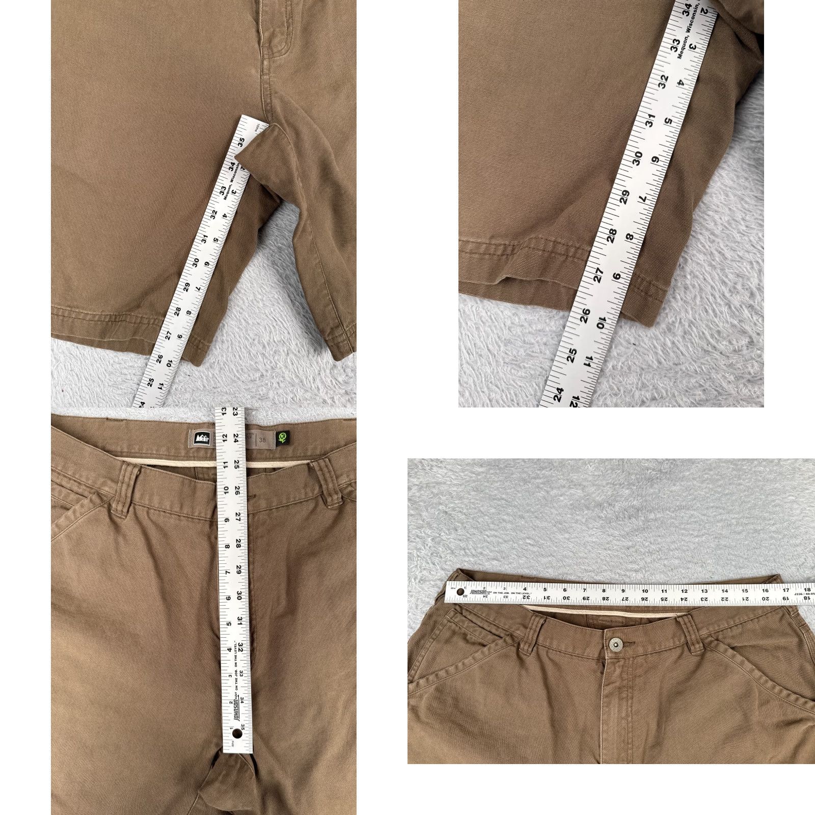 Vintage REI Chino Shorts Men 38 Brown 100% Cotton Duck Fabric Cargo Pockets Cargo Short Modern Regular Fit Cotton Casual Outdoor Men's Shorts Size US 38 / EU 54 - 8 Thumbnail