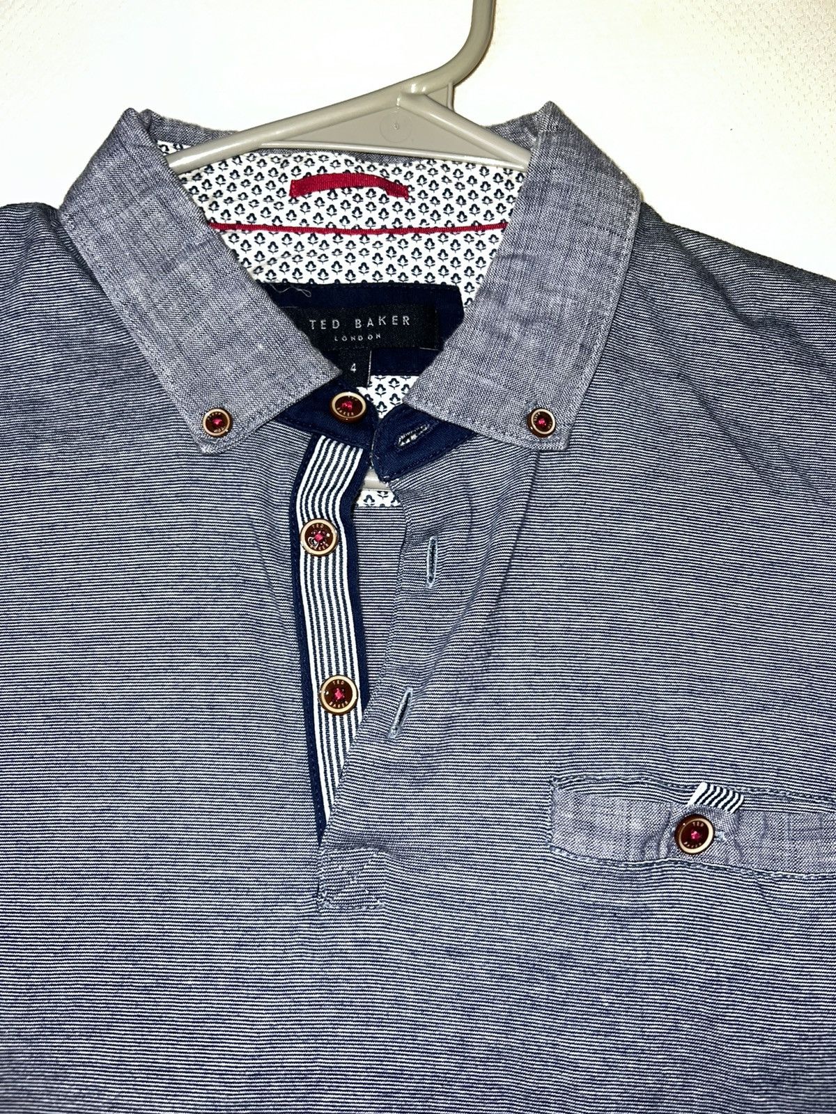Ted Baker Blue/White Polo - Size Medium