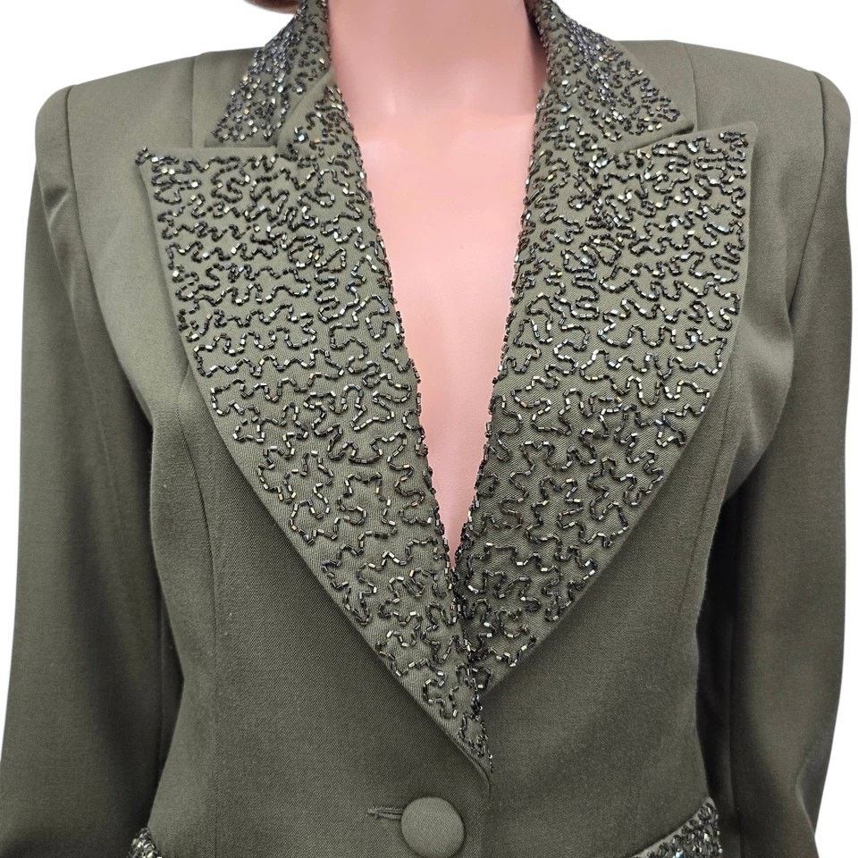 Vintage NWOT Miss Baker Beaded Blazer Jacket Pure Wool Embellished M Size M / US 6-8 / IT 42-44 - 3 Thumbnail