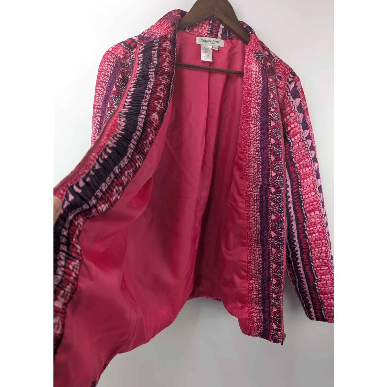 Coldwater Creek Coldwater Creek Jacket Coat Large Zip Long Sleeve Multicolor Polyester Lined Plisse/Micropleat Size L / US 10 / IT 46 - 4 Thumbnail