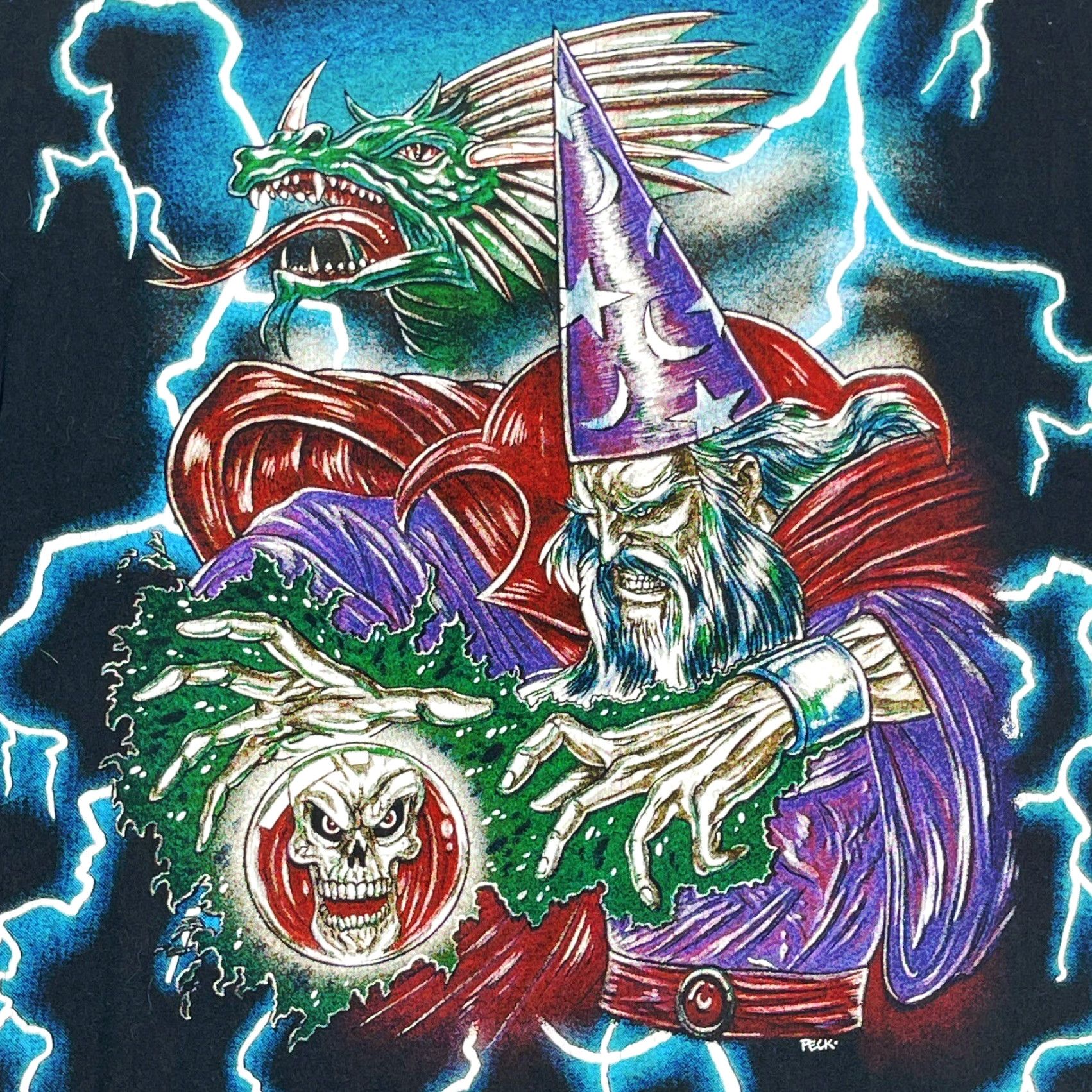 Vintage VINTAGE Brazos Shirt Men L Black USA Thunder Wizard Dragon All Over Print 90s Mens Size US L / EU 52-54 / 3 - 2 Thumbnail