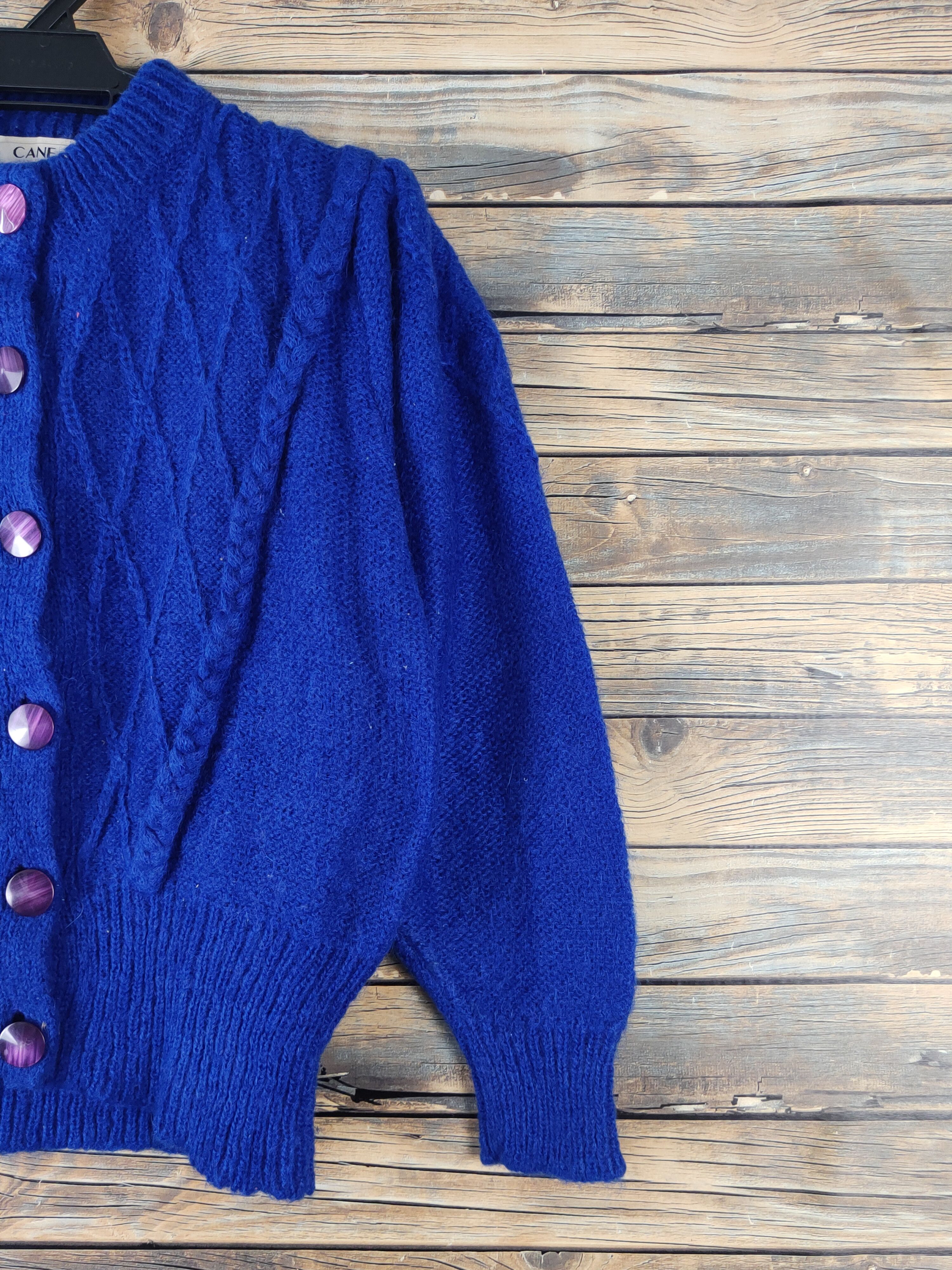 Vintage Cane Blue Knitwear Cardigan #W1547 Size M / US 6-8 / IT 42-44 - 5 Thumbnail