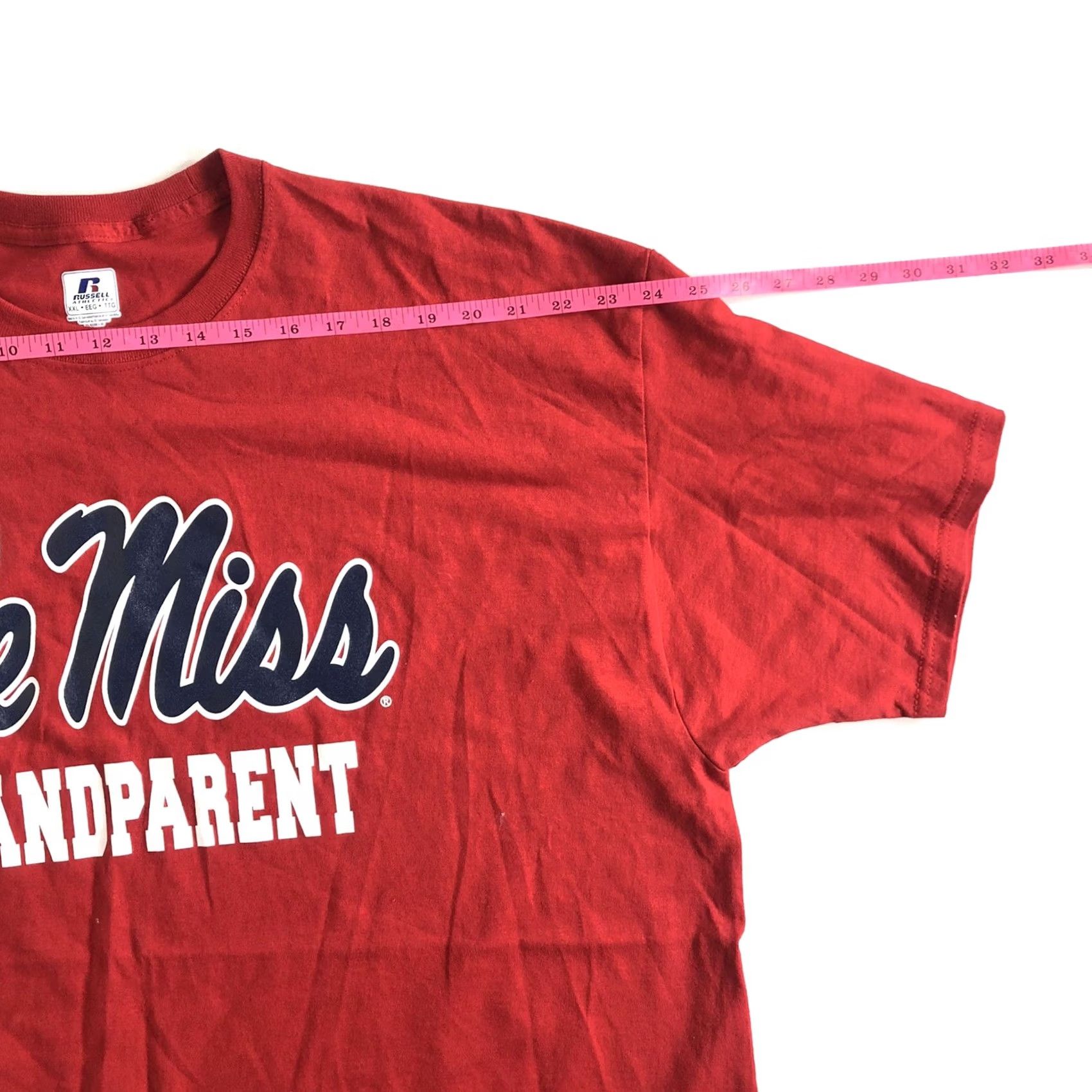 NCAA Russell Ole Miss Men's 2XL T Shirt Red Cotton NCAA University MS Athletic Crew Neck Short Sleeve Shirt Sports Men Size US XXL / EU 58 / 5 - 5 Thumbnail