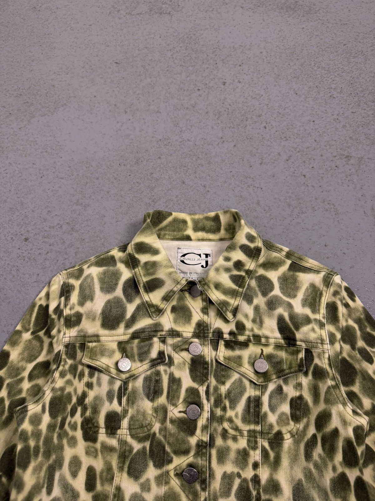 Just Cavalli Cavalli Jeans Green Leopard Overprinted Jacket Size M / US 6-8 / IT 42-44 - 9 Thumbnail