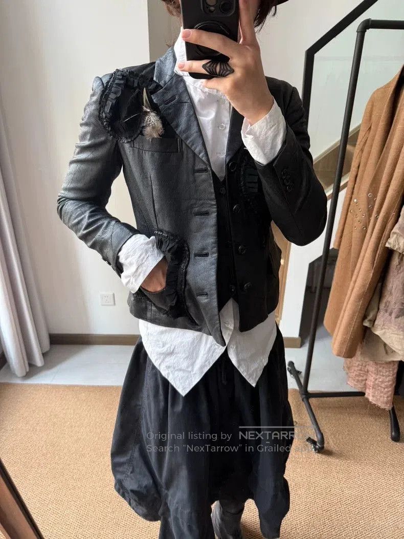 Comme des Garcons Comme des Garcons Heart Patch Leather Blazer. Size US S / EU 44-46 / 1 - 1 Thumbnail