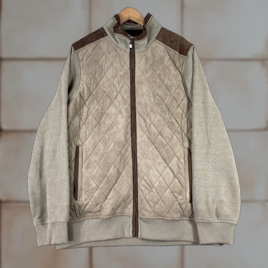 Luchiano Visconti Luchiano Visconti Sport Edition Jacket Mens L Tan Quilted Faux Suede Zip Up Size US L / EU 52-54 / 3 - 1 Thumbnail