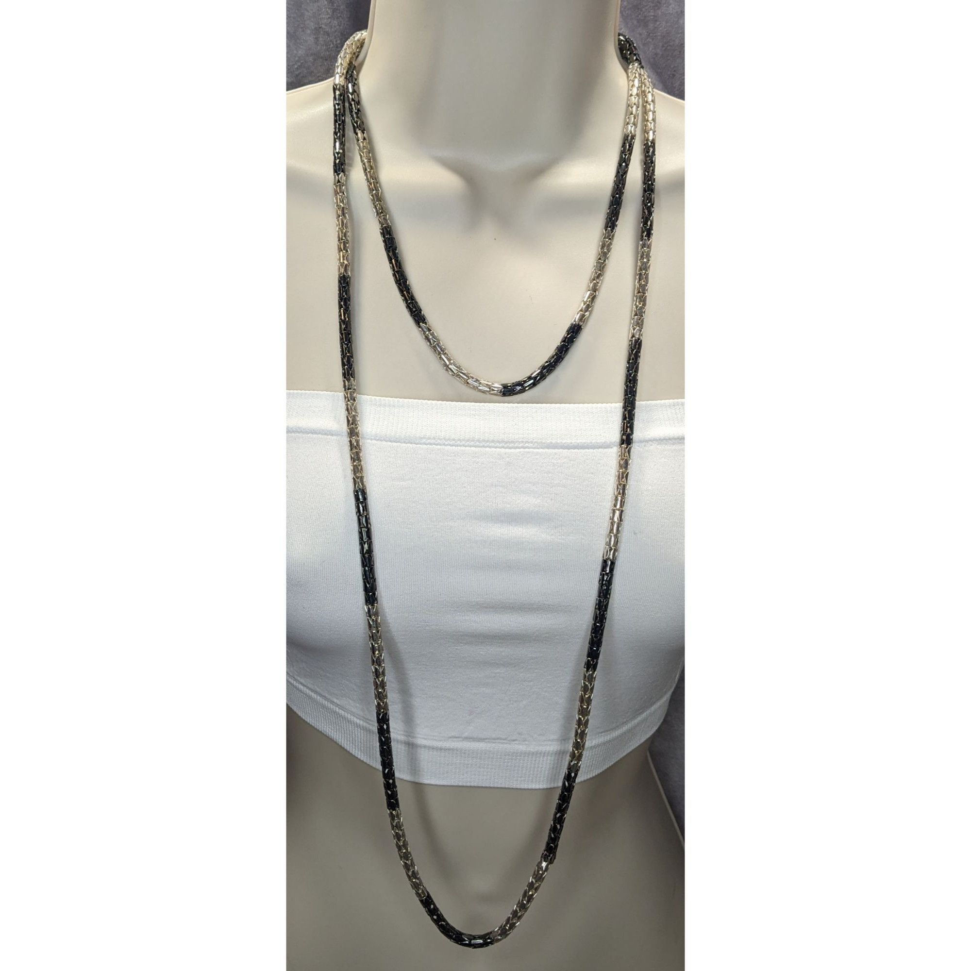 Alfani Alfani Modern Tube Chain NecklaceBlack & Silver-Tones Size ONE SIZE - 4 Thumbnail