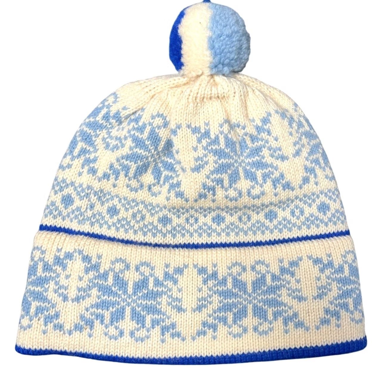 Vintage VINTAGE Benner Island Wool Nordic Snowflake Heavy Winter Hat Mens Beanie One Size White Size ONE SIZE - 2 Thumbnail