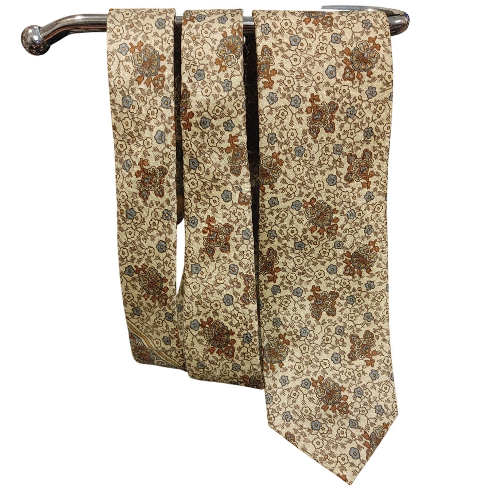 Pierre Cardin Pierre Cardin Macy's Beige Brown Floral Silk Tie Size ONE SIZE - 1 Thumbnail