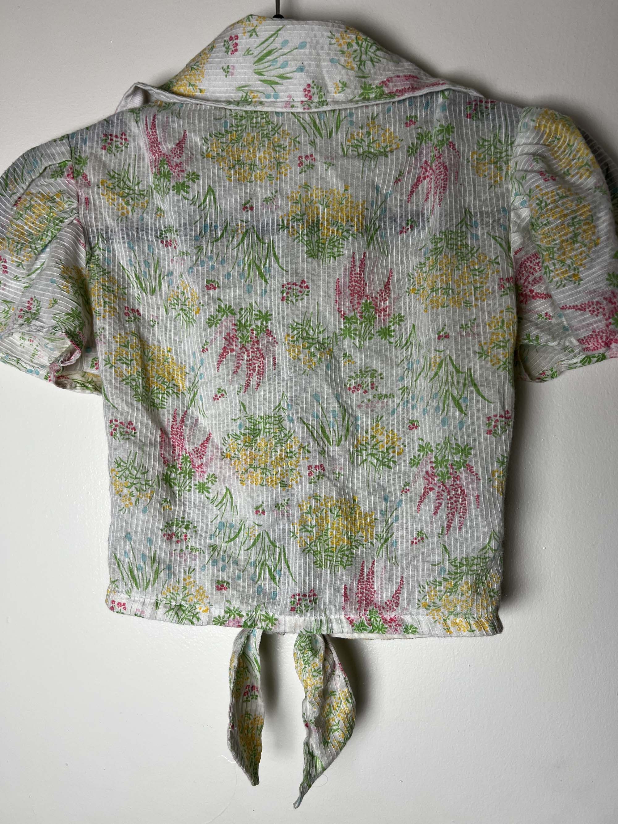 Vintage Vintage 1970's-1980's Floral Print Front Tie Crop Coverup Size S / US 4 / IT 40 - 7 Thumbnail