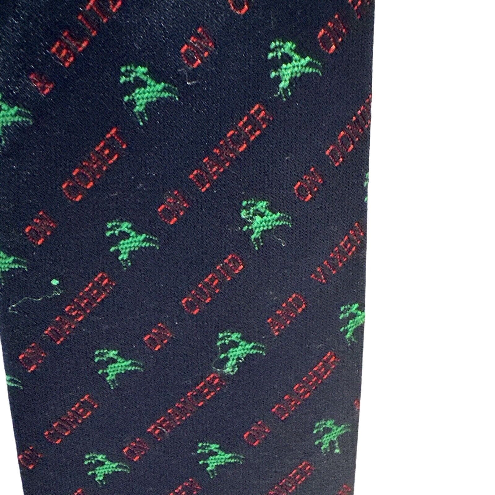 Vintage Vtg Reindeer Names Christmas Tie by Gallery Originals Size ONE SIZE - 2 Thumbnail
