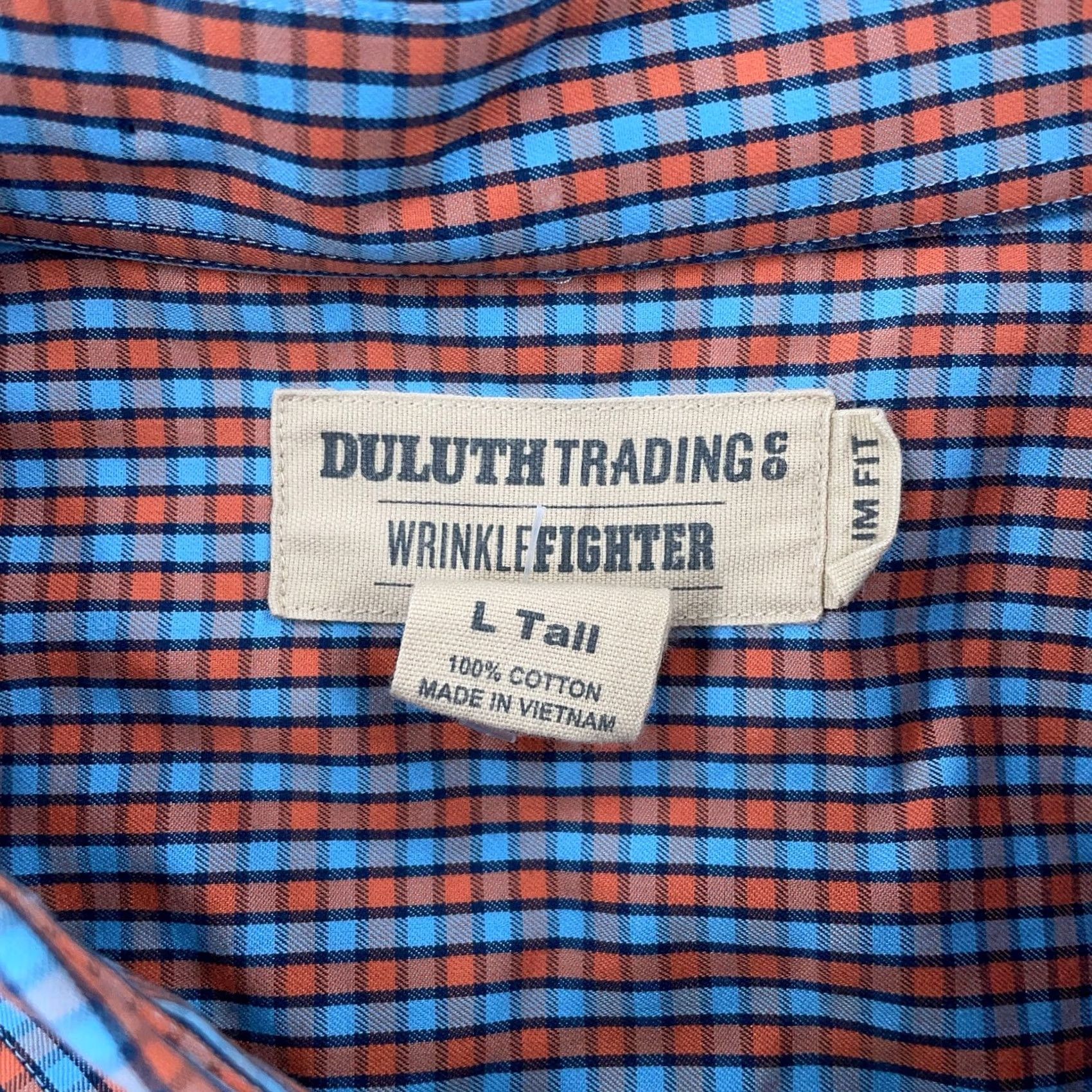 Vintage Duluth Trading Shirt Mens LT Blue Orange Plaid Slim Button Down Size US L / EU 52-54 / 3 - 3 Thumbnail