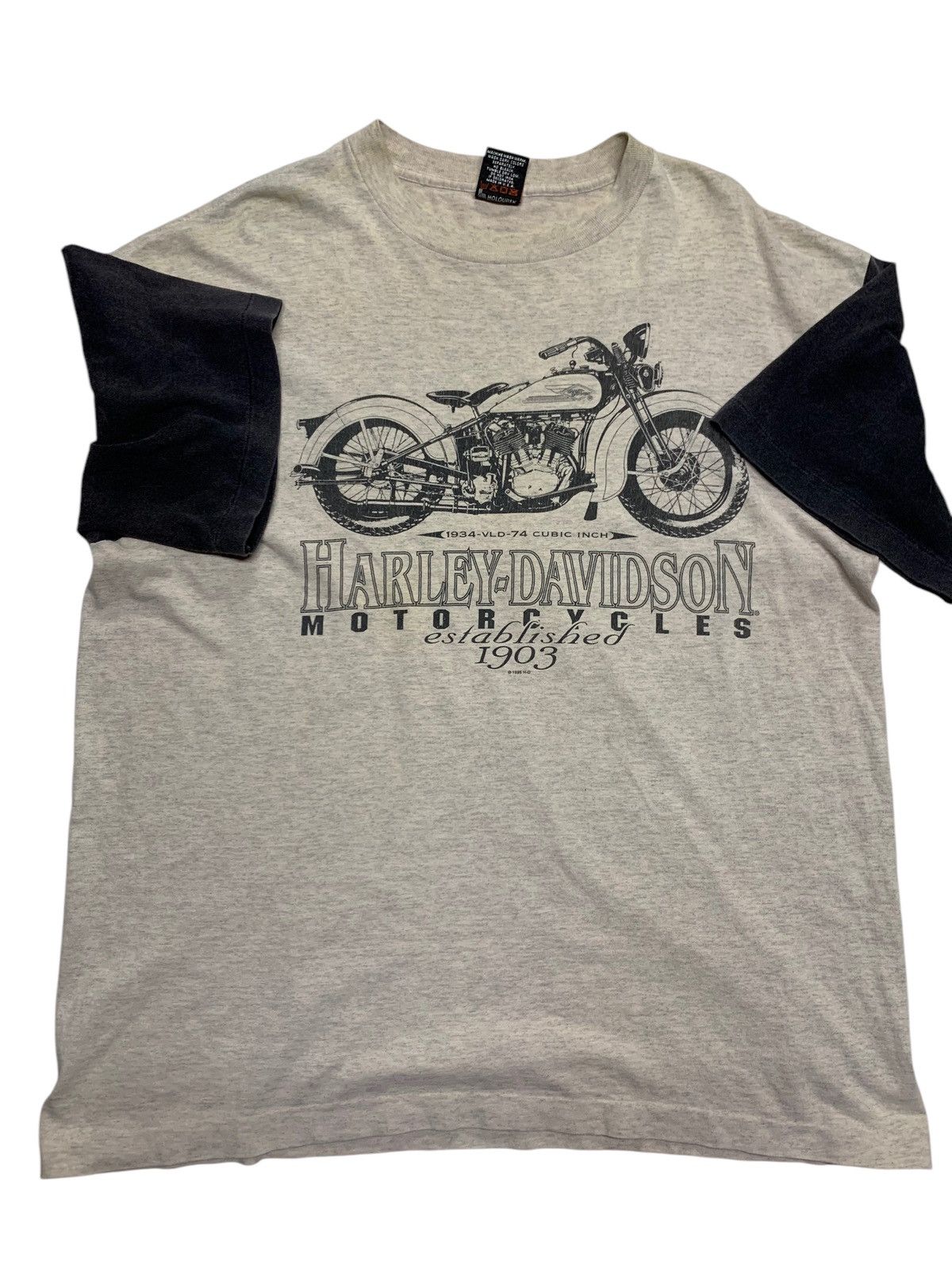 Harley Davidson × Vintage Vtg 1995 Harley Davidson T-shirt 1934 Vld Motorcycle Size US L / EU 52-54 / 3 - 1 Thumbnail