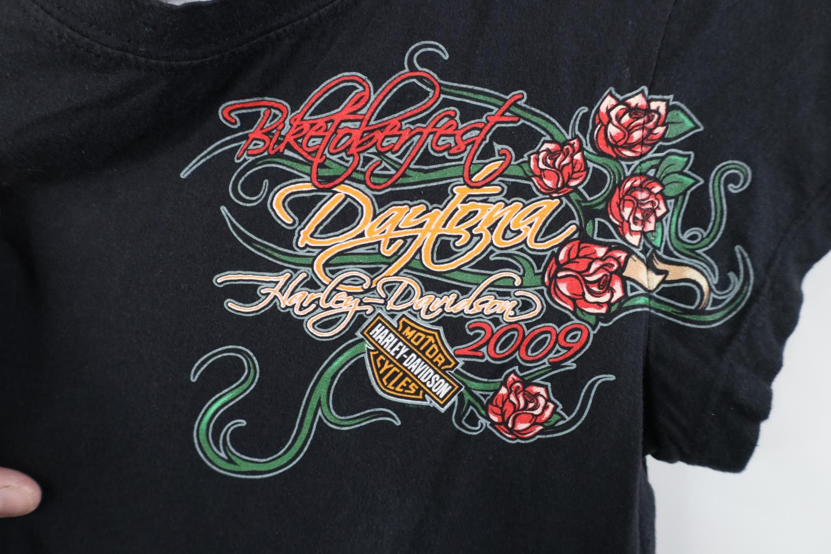 Harley Davidson Vintage Y2K Harley Davidson Rose Heart Wings Tribal T-Shirt Size L / US 10 / IT 46 - 4 Thumbnail