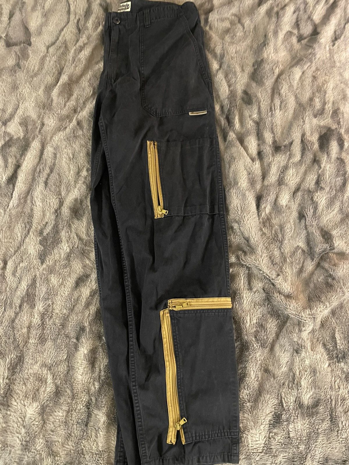 Bape Navy Blue Bape Cargo Pants with Yellow Zippers Size US 34 / EU 50 - 5 Thumbnail