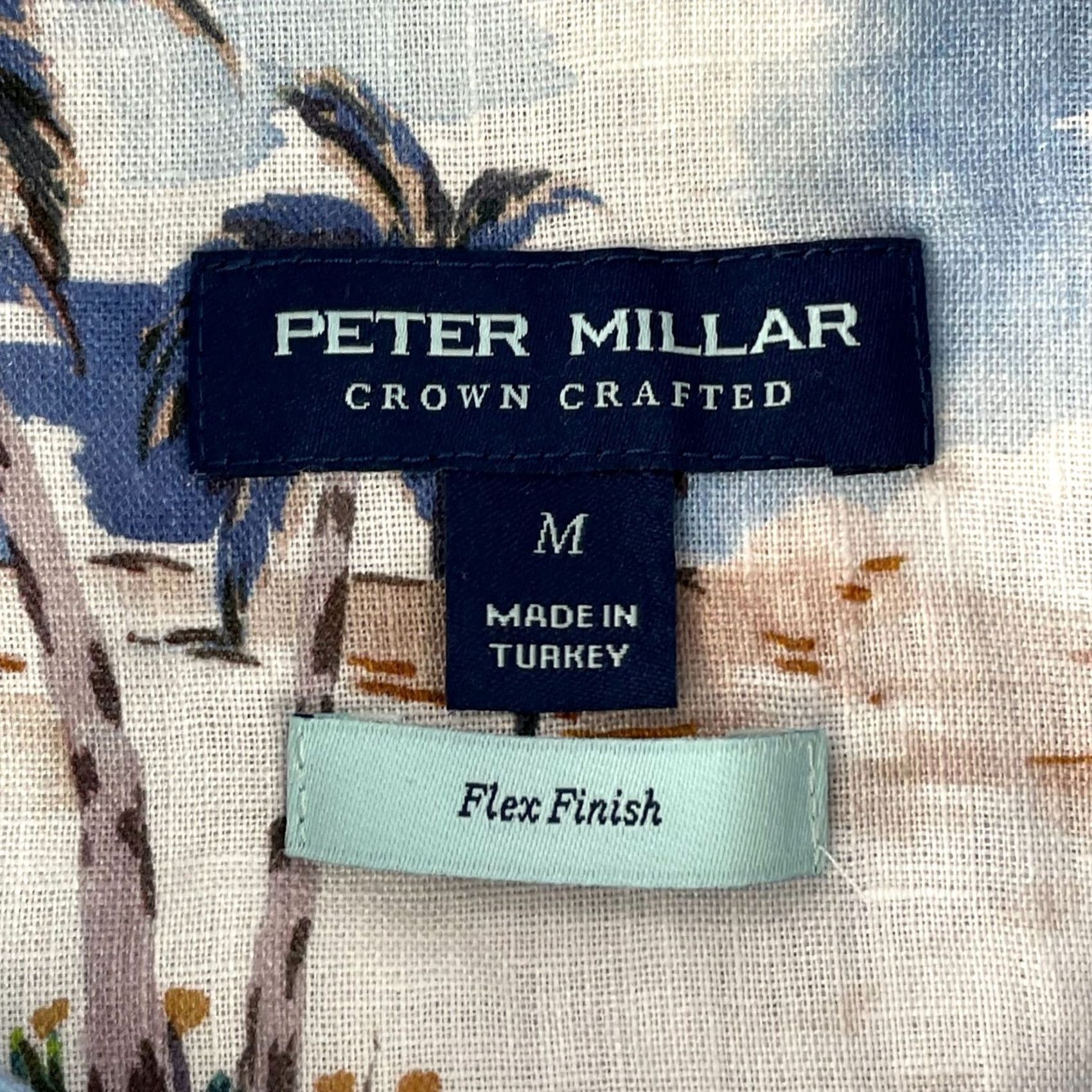 Peter Millar VINTAGE Peter Millar Shirt Men Medium Blue Frost Tropics 100% Linen Crown Sport NWT 00 Size US M / EU 48-50 / 2 - 2 Thumbnail
