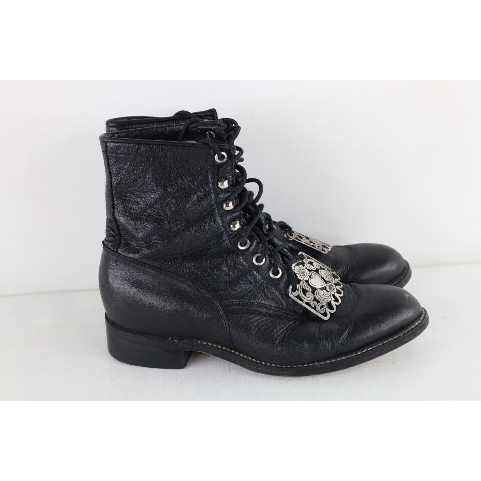 Vintage Vintage 90s Streetwear Fringed Heart Flower Metal Boots Size US 6 / IT 36 - 4 Thumbnail
