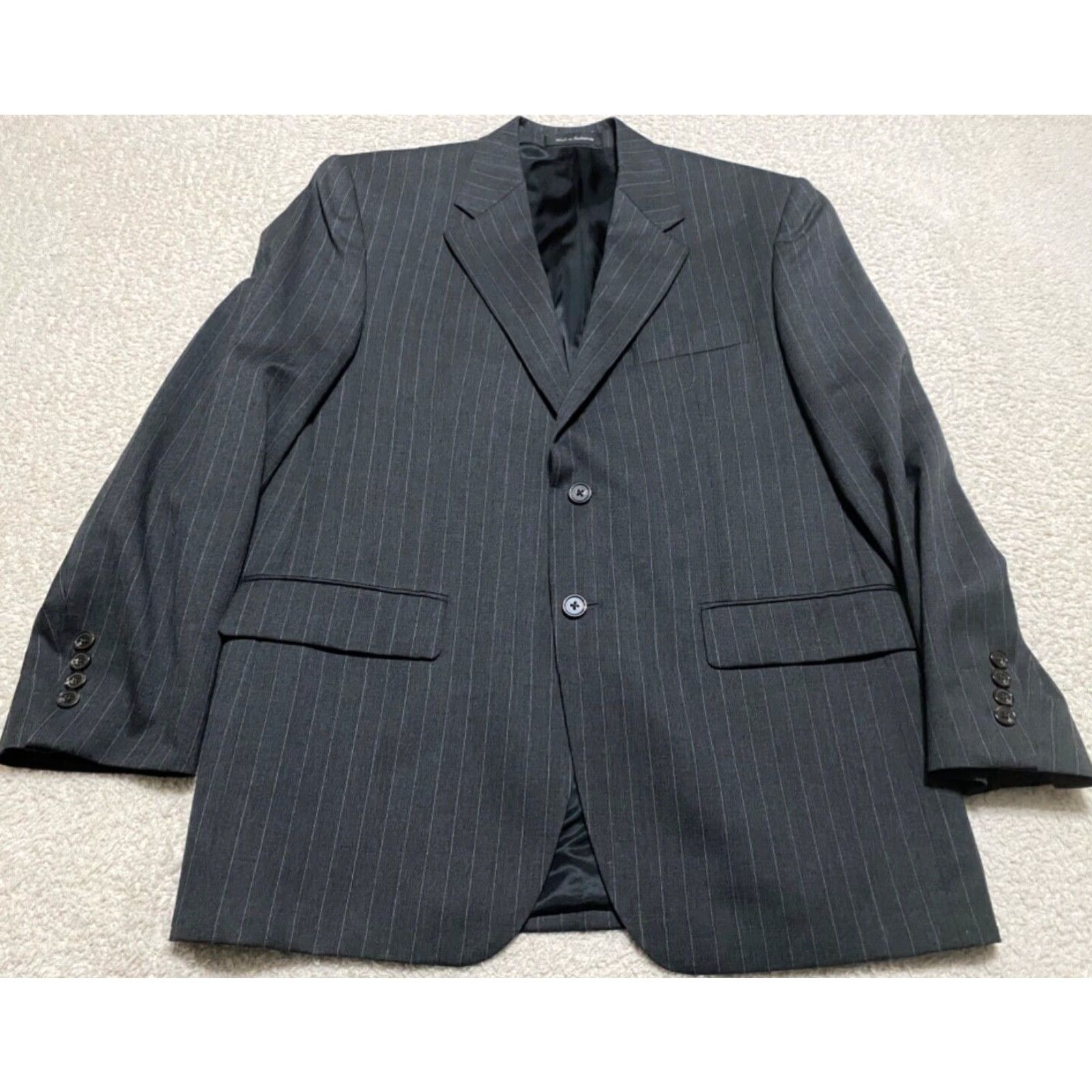 Chaps Chaps Ralph Lauren Blazer Mens Gray Wool 2 Button Long Sleeve Striped 40 Jacket Single-Breasted Vintage? Size US L / EU 52-54 / 3 - 2 Thumbnail