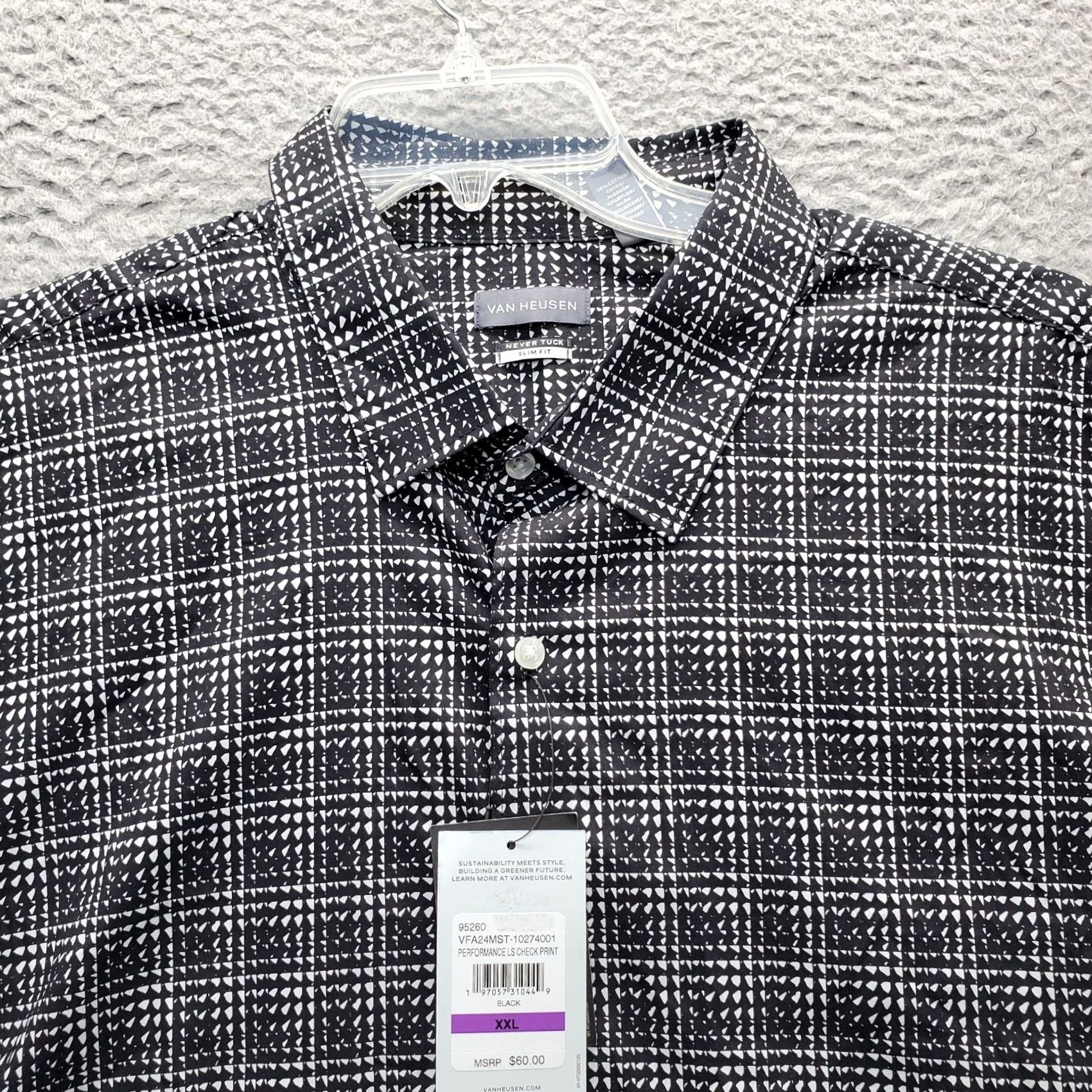 Van Heusen Van Heusen Mens XXL Multi Check Print Golf Shirt Slim Fit Button-Up Casual Size US XXL / EU 58 / 5 - 5 Thumbnail